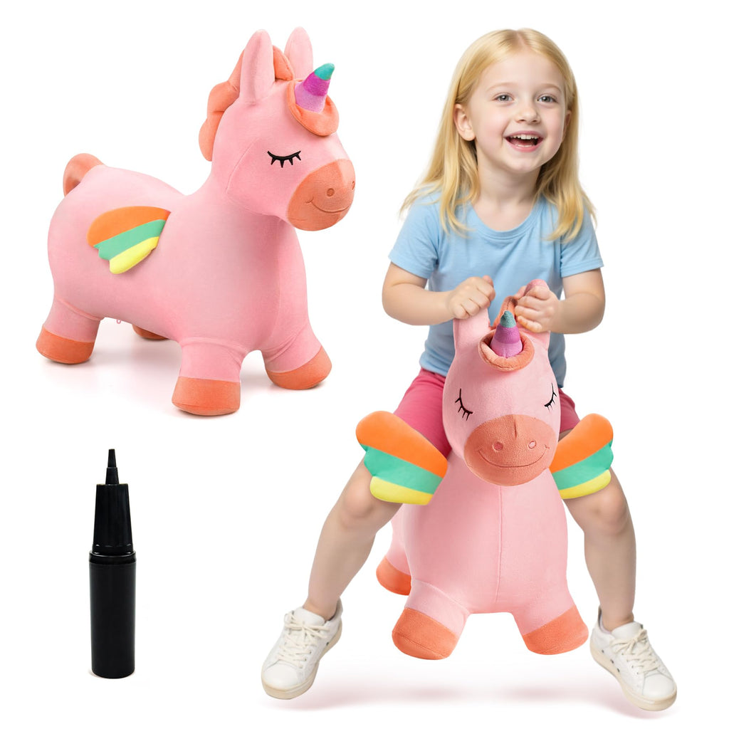 Kids Dinosaur Bouncy Animal Toys, Inflatable Triceratops Bouncer, Ride on Bounce Hopper, Indoor Outdoor Activity Birthday Gift for 18 Months 2 3 4 Years Old Boys