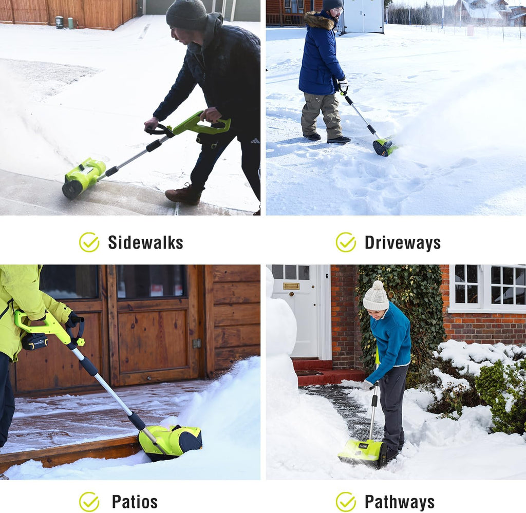 SnapFresh 20V Cordless Snow Shovel, 12” Electric Snow Thrower Kit w/Adjustable Handle & Directional Plate, Lightweight Battery-Powered Snow Blower for Driveway, 4.0Ah Battery & Fast Charger Included