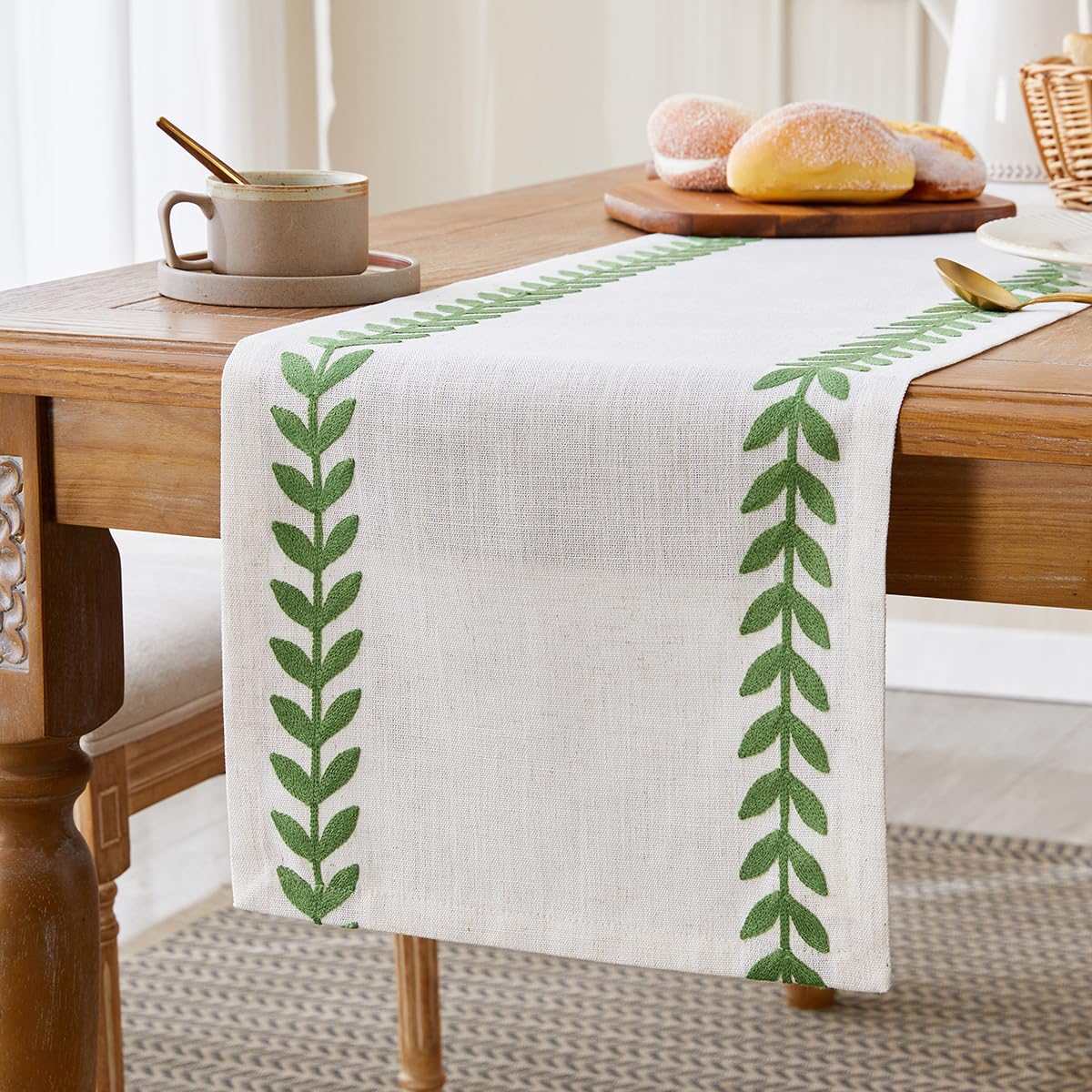 Wracra Embroidered Placemats, 13 x 18 Inch Set of 4 Placemats, Irregular Willow Rustic Place Mats for Kitchen Table and Heat Resistant, Blue 4PCS