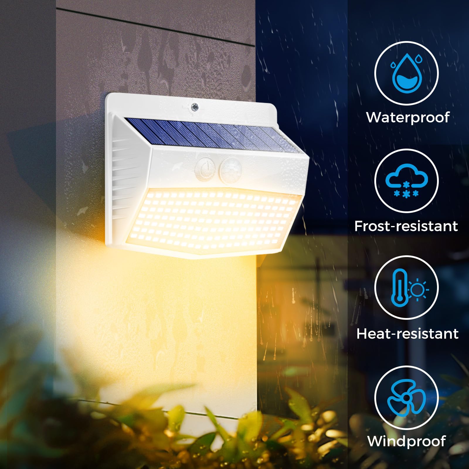Peasur 1 Pack Solar Motion Lights Outdoor, Solar Security Light with 3 Modes, IP65 Waterproof Flood Lights Outside for Camping Garden Patio Garage Backyard, Brown Warm