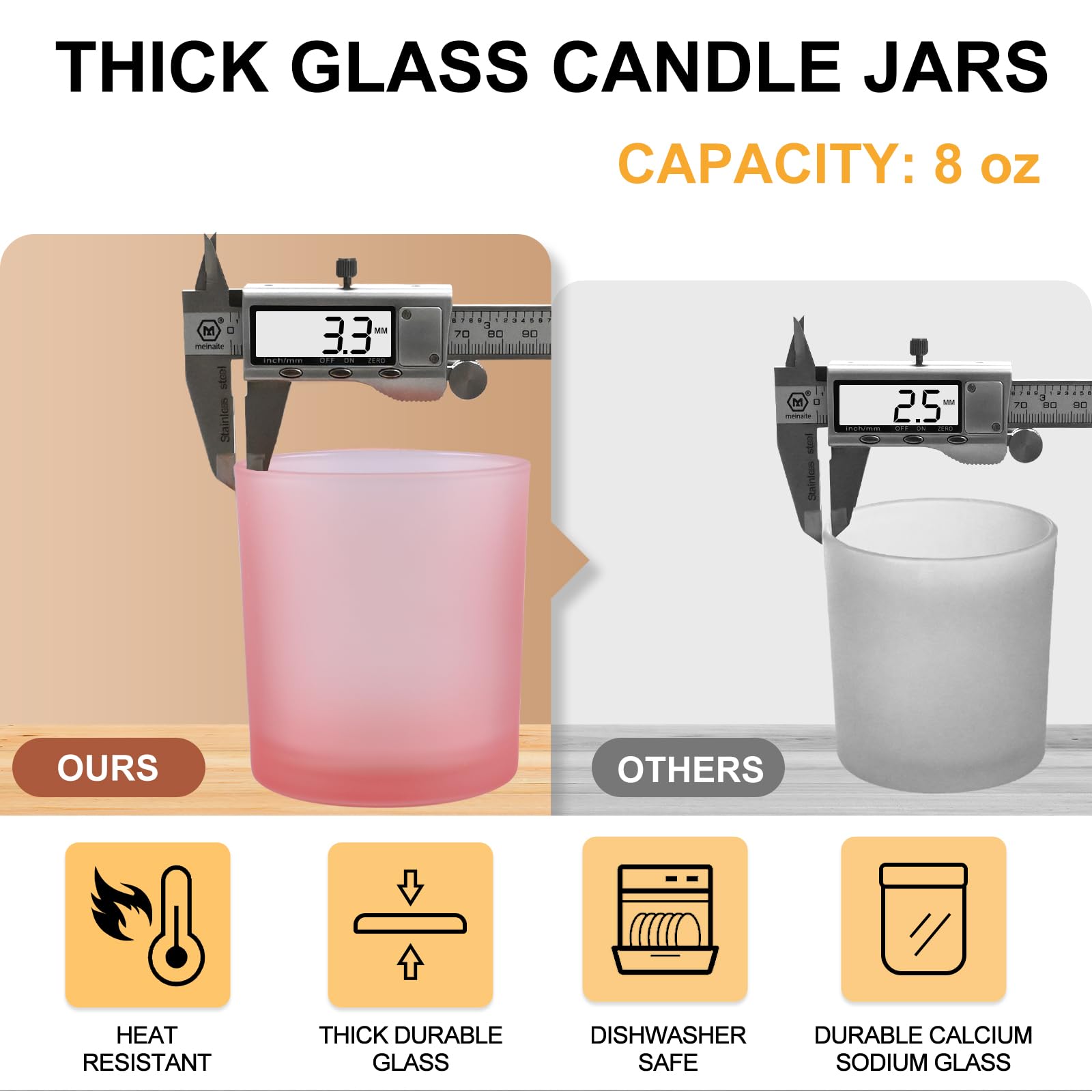 SHOWIN 10 OZ Thick Candle Jars for Making Candles 15 Pcs, Empty Jars with Wood Lids for Candle Making, Sample Container, Inner Black