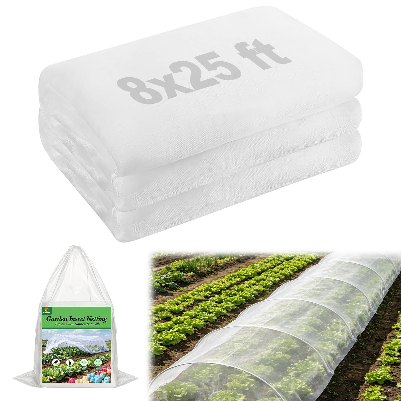 4x10ft Garden Netting - Ultra Fine Mesh Plant Covers to Keep Small Animals Pest Out, Bird Barrier for Protecting Vegetables Fruits Flowers Raised Beds (Without Support Pole)