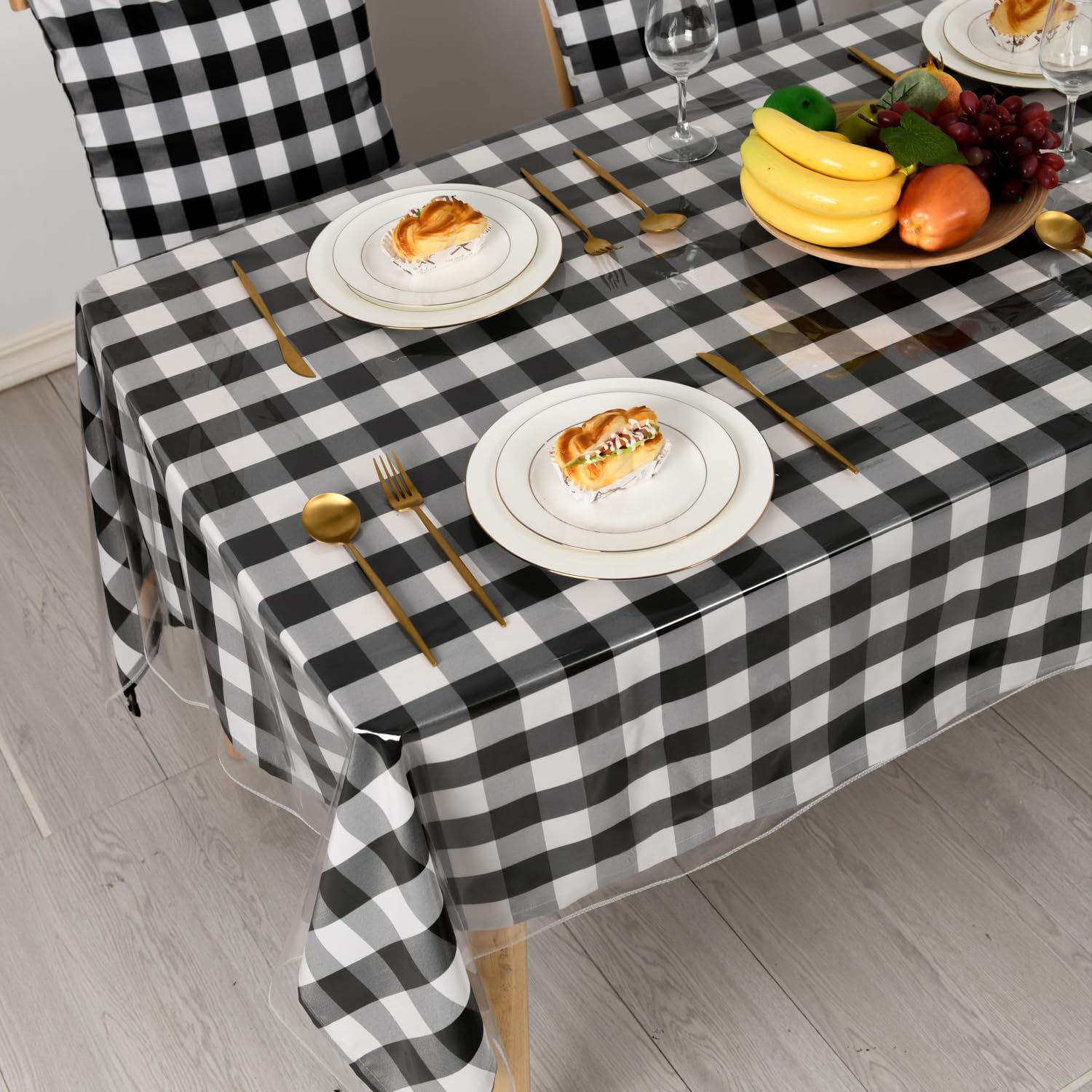 Hiasan Clear Plastic Tablecloth Rectangle - 100% Waterproof Oilproof Stain Resistant Wipeable Transparent Vinyl Table Cloth Protector, 30 x 30 Inch