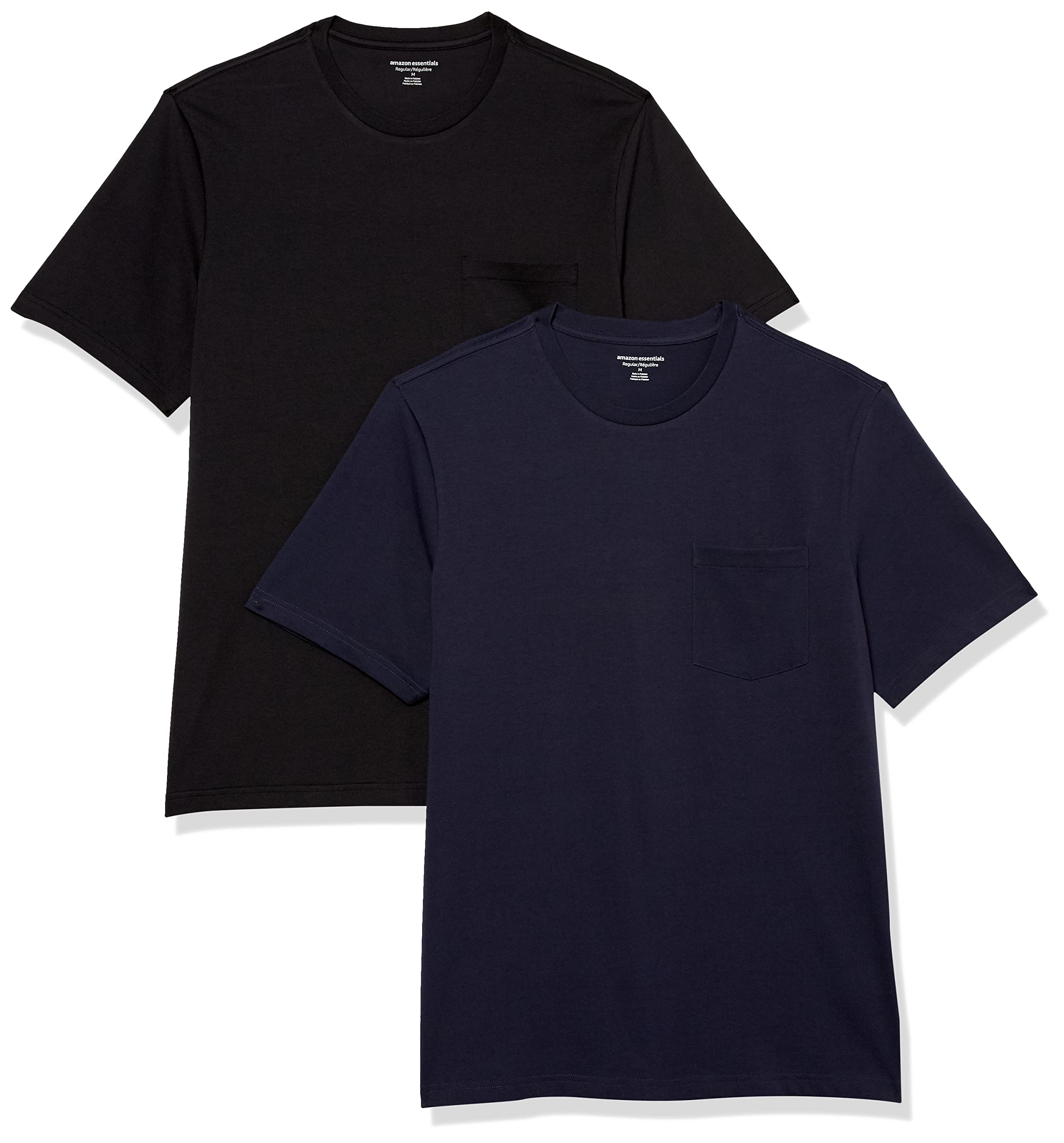 Amazon Essentials Men's Short-Sleeve Crewneck Pocket T-Shirts, Pack of 2