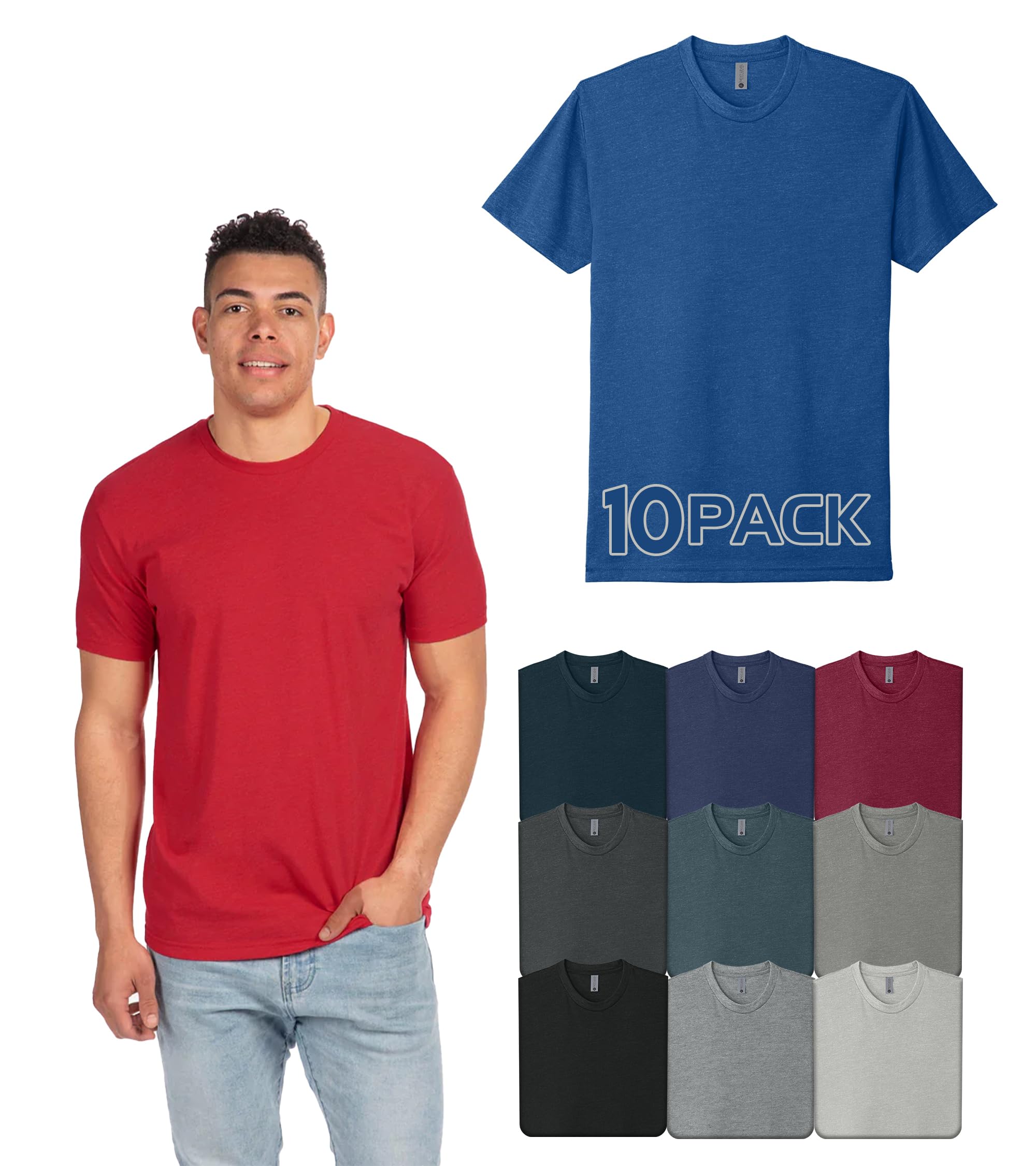 Next Level Apparel 6210 Men's T-Shirts, Pack of Unisex CVC Cotton Blend Bulk Undershirt – Custom Color Set Remera para Hombre
