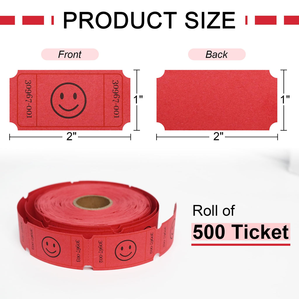 L LIKED 500 Raffle Tickets, Smile,Bule(6 Color Selection), Single Roll, Ticket for Events, Entry, Class Reward, Raffle & Prizes