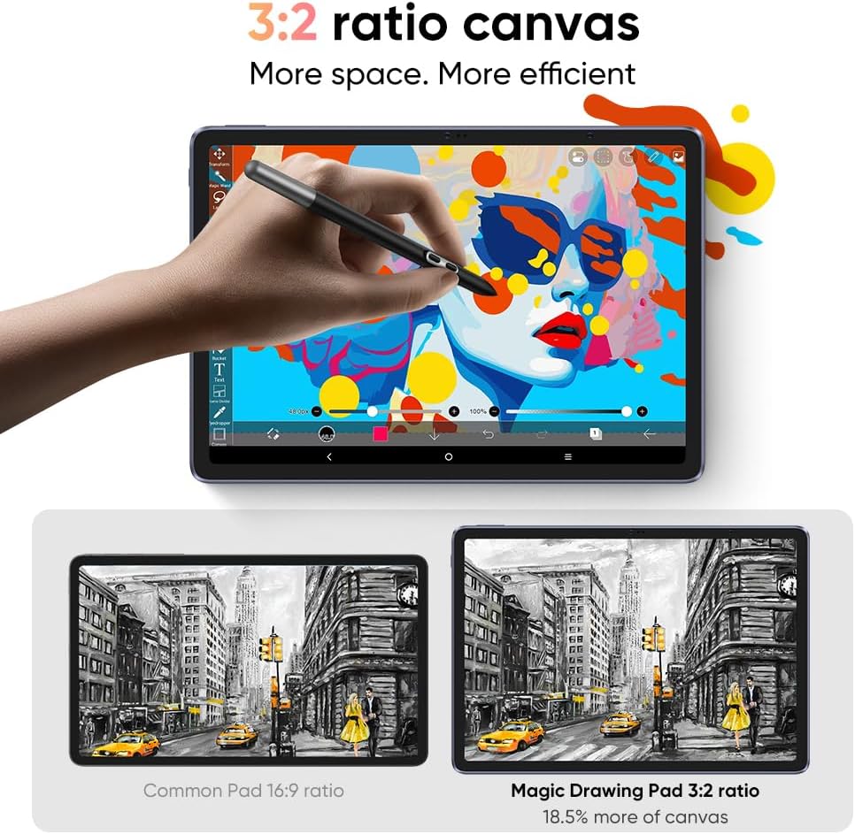 XPPen Magic Drawing Pad 12.2 Inch Standalone Drawing Tablet No Computer Needed with 16384 Pressure Levels X3 Pro Slim Stylus Tilt Support Paper-Like Screen 8GB + 256GB for Digital Drawing Artists