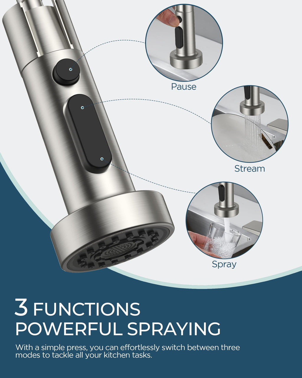 FORIOUS Kitchen Faucet with Soap Dispenser, Gold Stainless Steel Single Handle Modern Spring Commercial Sink Faucet with Pull Down Sprayer for Laundry & Utility Room RV Camp Bar Farmhouse