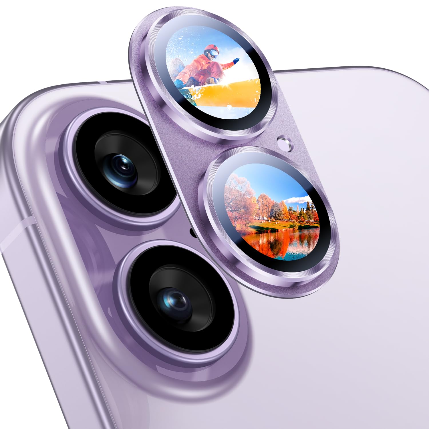 Uyiton Compatible with iPhone 17 Camera Lens Protector - [Not Easy to Break][Strong Adsorption][Case-Friendly] Metal Tempered Glass Rear Camera Screen Cover - Black