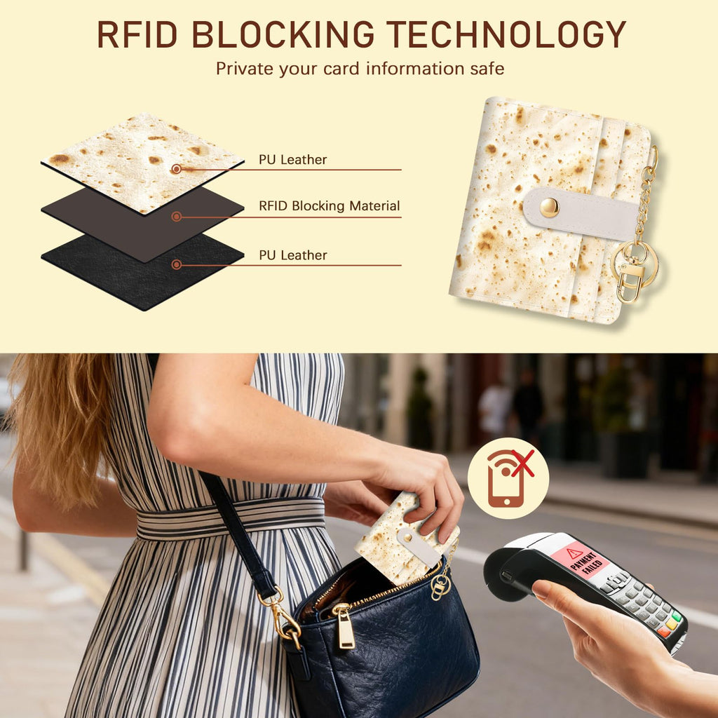Jogjam Small Ladies Wallet, Rfid Slim Thin Compact Credit Card Women Wallet, PU Leather Bifold Cash Wallet, Zipper Coin Pocket & ID Window, Female Gifts Beige and Brown