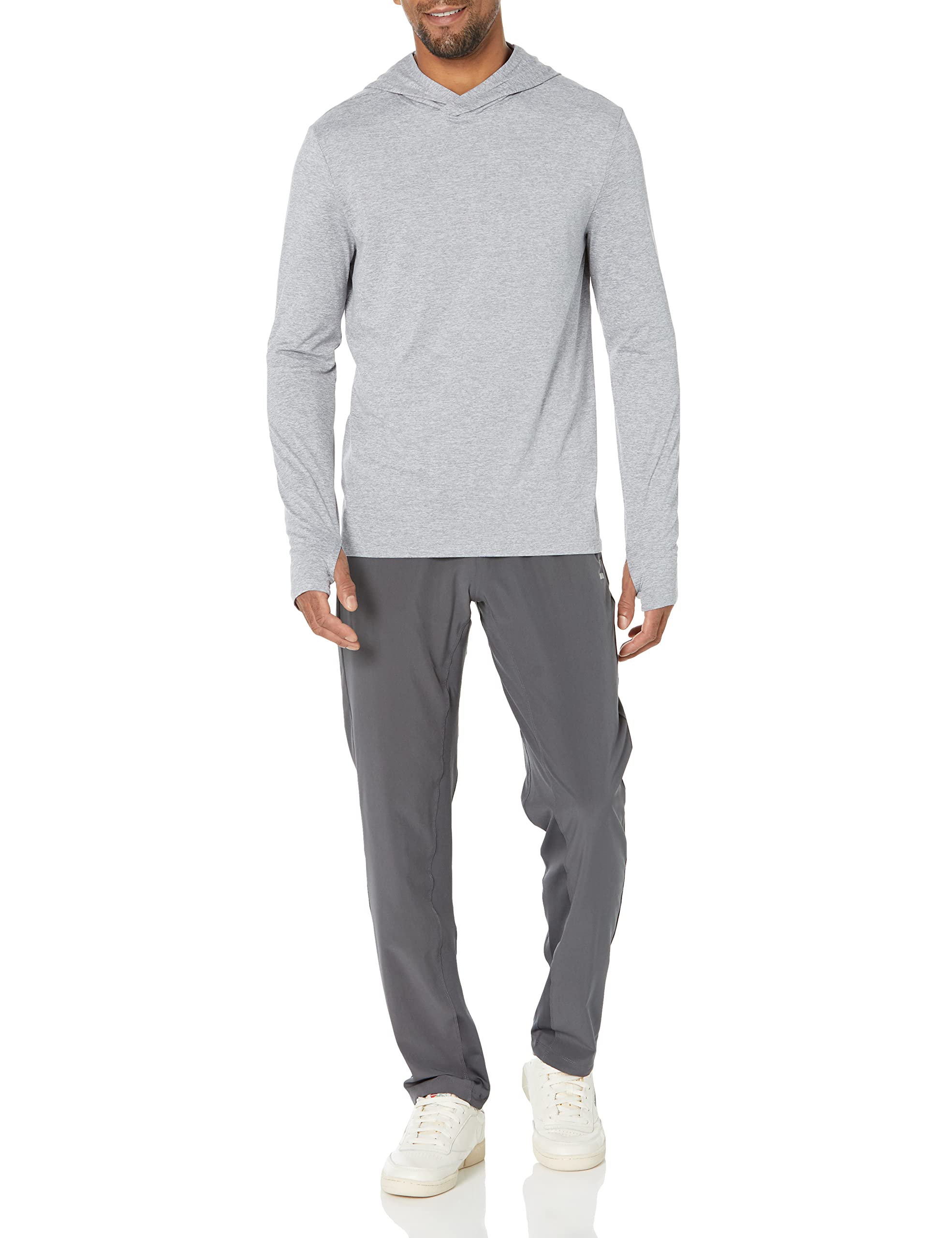 Amazon Essentials Men's Long Sleeve Quick Dry Performance Tech Hooded Workout T-Shirt