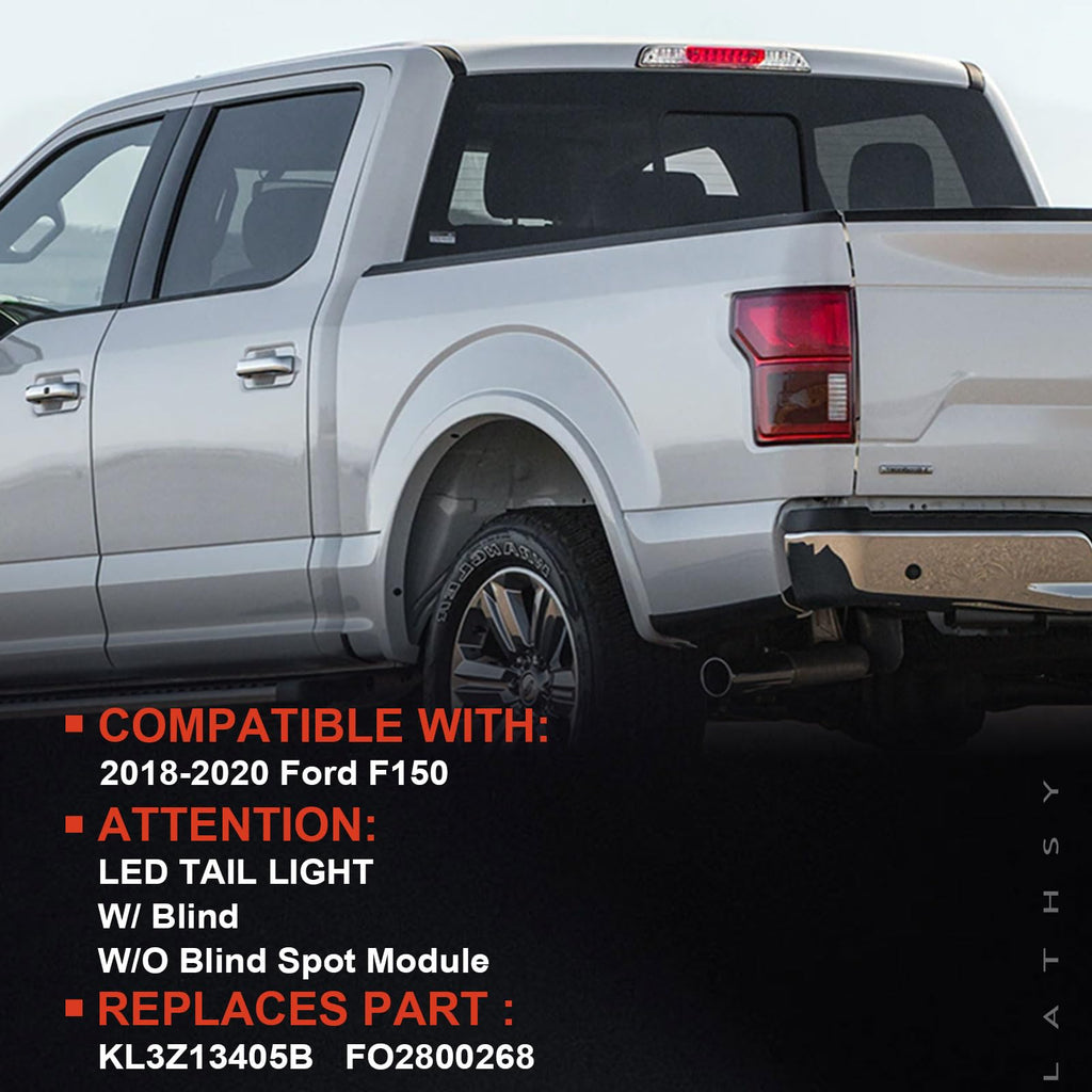 LED Tail Light Compatible With Ford F150 F-150 2018 2019 2020 W/Blind Spot Left Driver Side Taillights Taillamps Brakelights Replace Part Number:KL3Z13405B