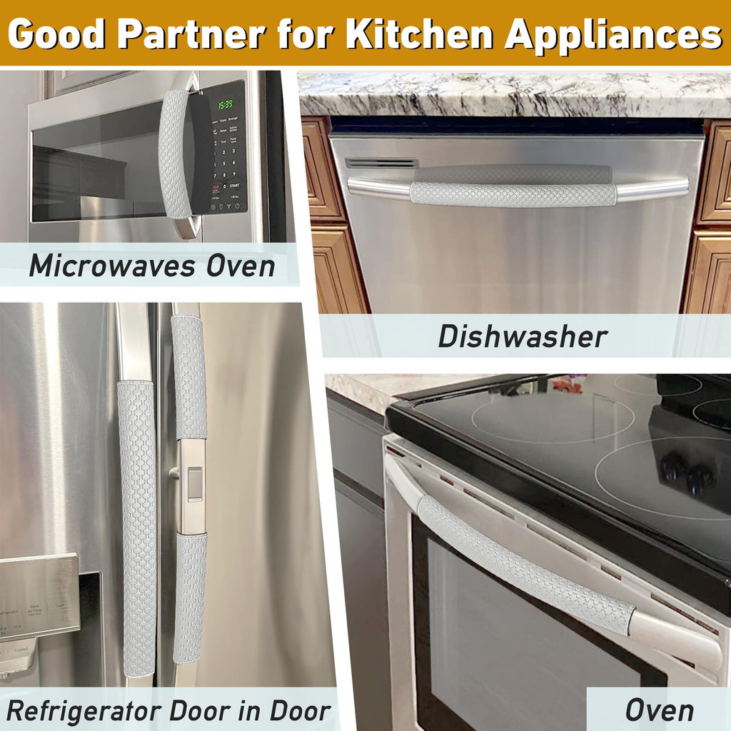 Refrigerator Door Handle Covers, Set of 4, Performance Appliance Handle Covers, Non-Slip Fridge Door Handle Covers, Keep Your Kitchen Clean, Microwave Oven Dishwasher door Handle Protectors(Brown)