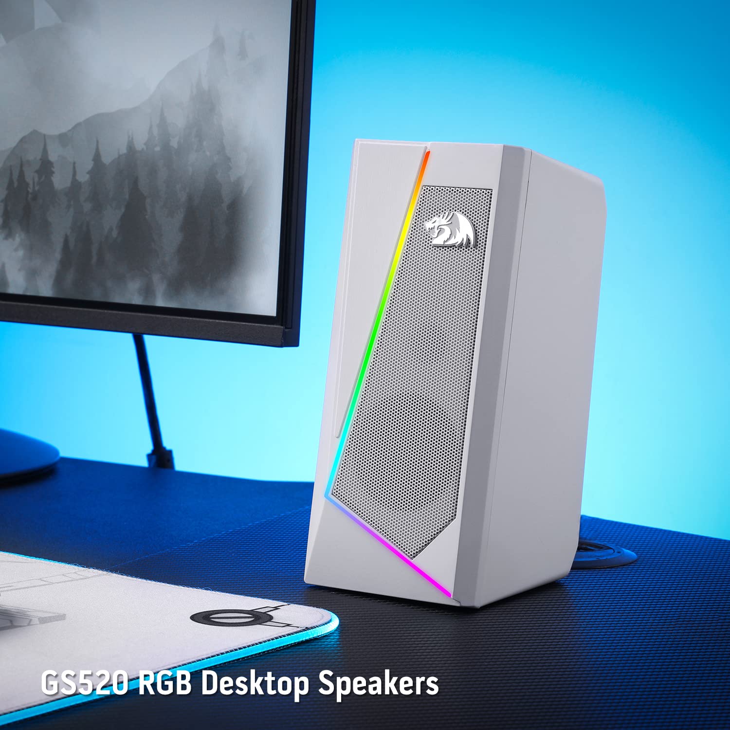 Redragon GS520 RGB Desktop Speakers, 2.0 Channel PC Computer Stereo Speaker with 6 Colorful LED Modes, Enhanced Sound and Easy-Access Volume Control, USB Powered w/ 3.5mm Cable
