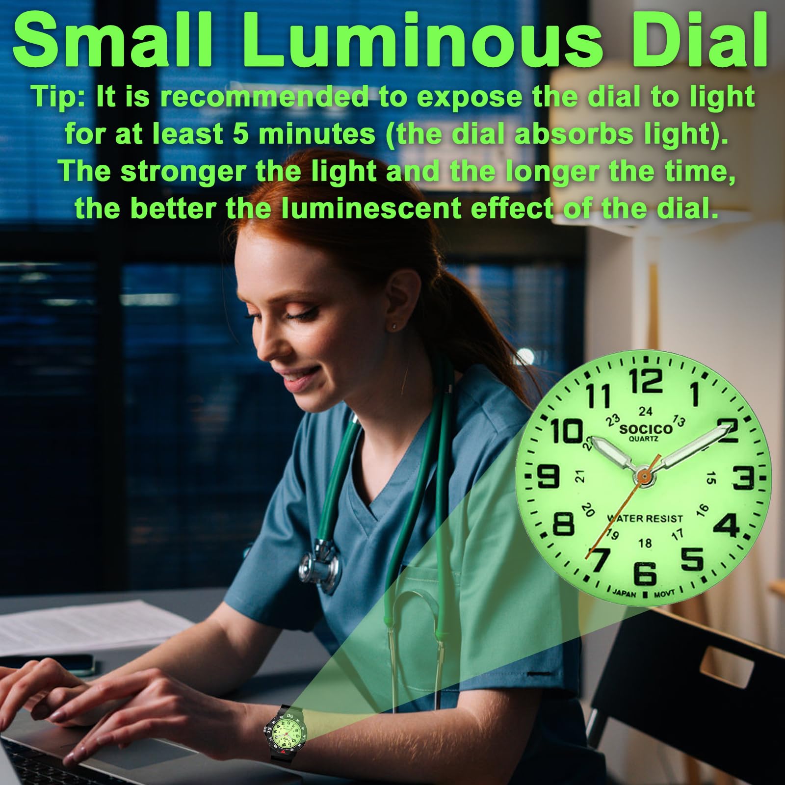 PROKING Waterproof Nurse Watch for Medical Professionals Students Women Men, Night Light, 12/24 Hour Military Time Easy to Read Dial, Second Hand Watch for Nursing Day Gifts