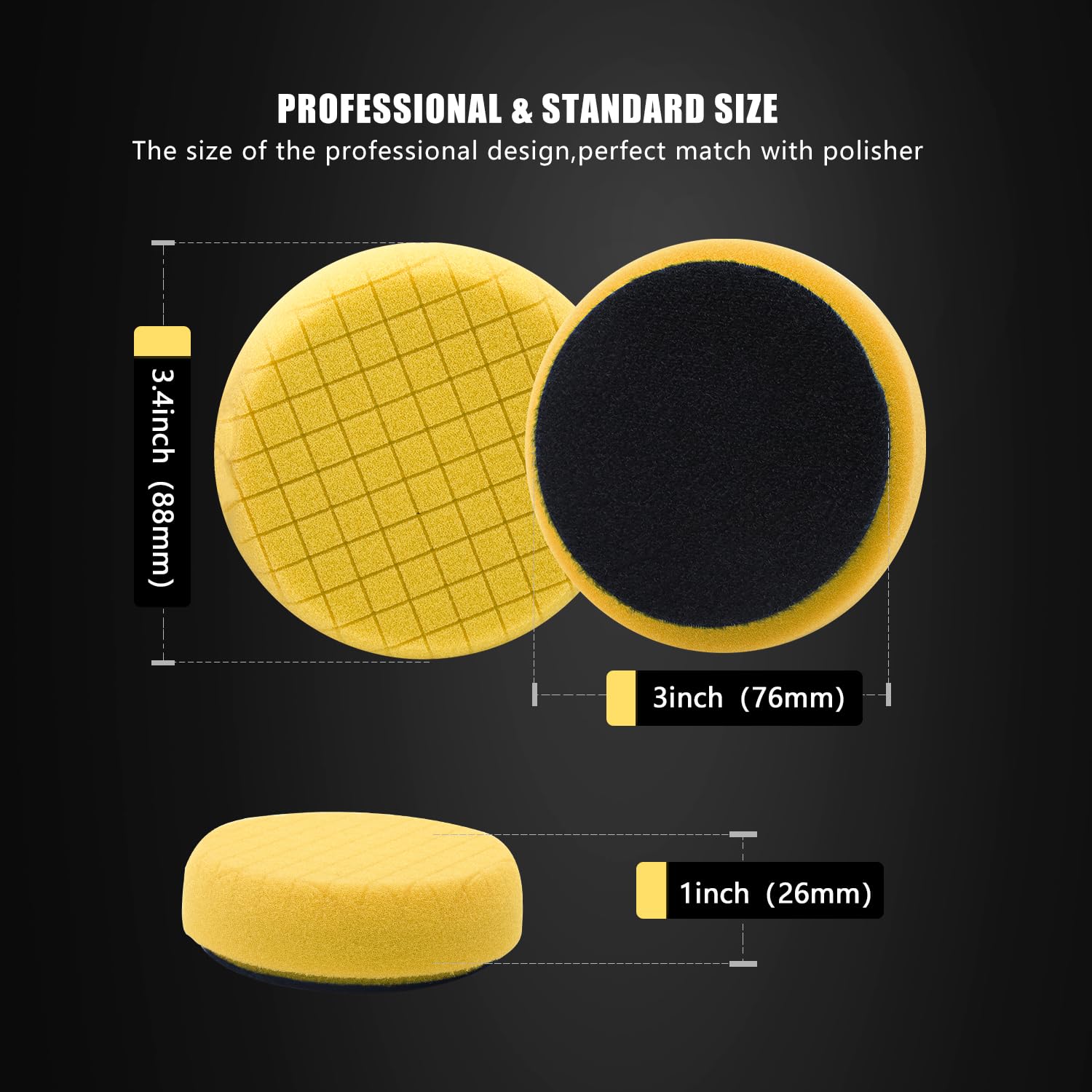 Blue T60 Moderate-Cut Foam Polishing Pads, SPTA 1Pc 3.5 Inch Face for 3 Inch 80mm Backing Plate Compound Buffing Sponge Pads for Car Buffer Polisher Compounding, Polishing and Waxing -FPTSS3G