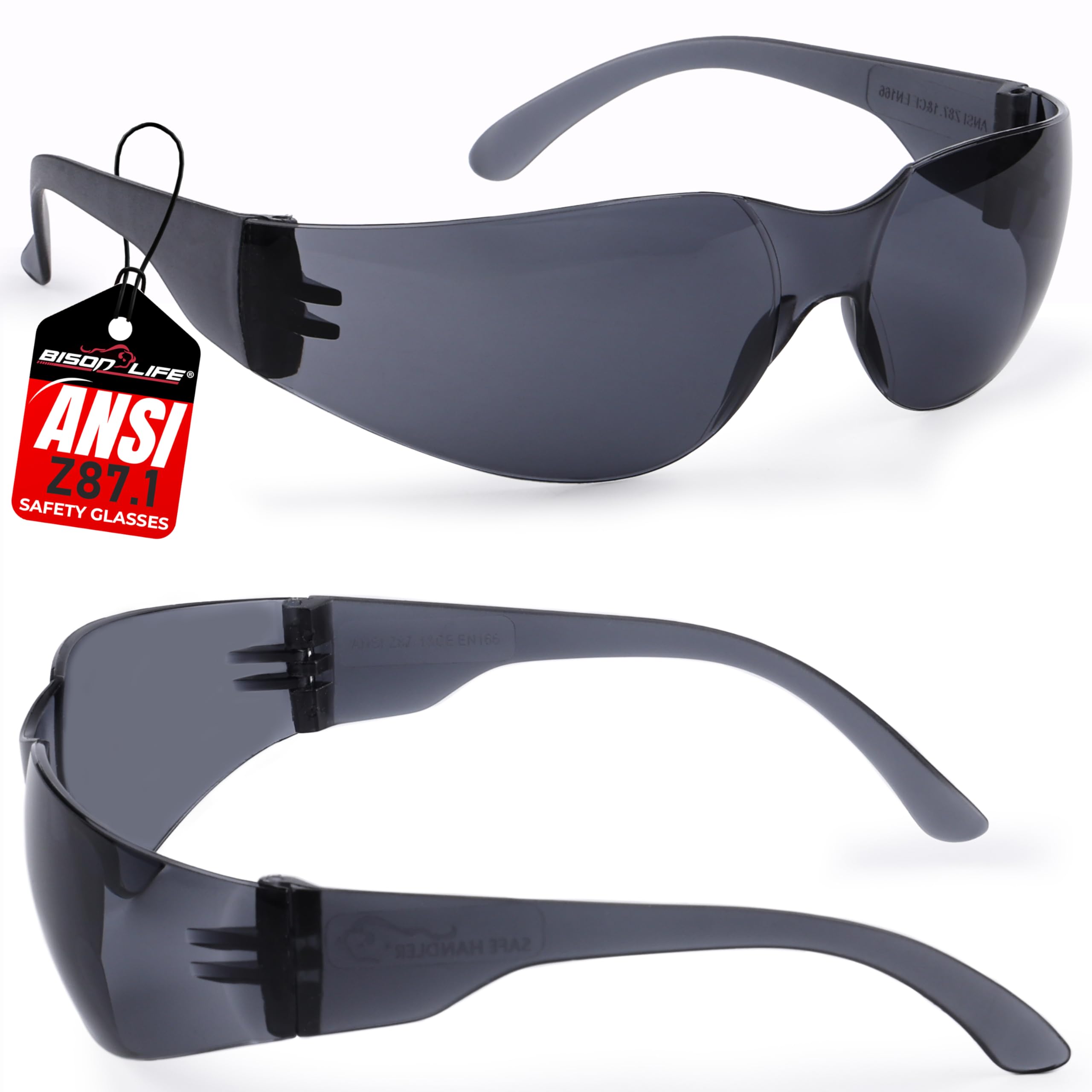 BISON LIFE Clear Safety Glasses – ANSI Z87.1 Certified Scratch & Impact Resistant Eye Protection Goggles for Men & Women