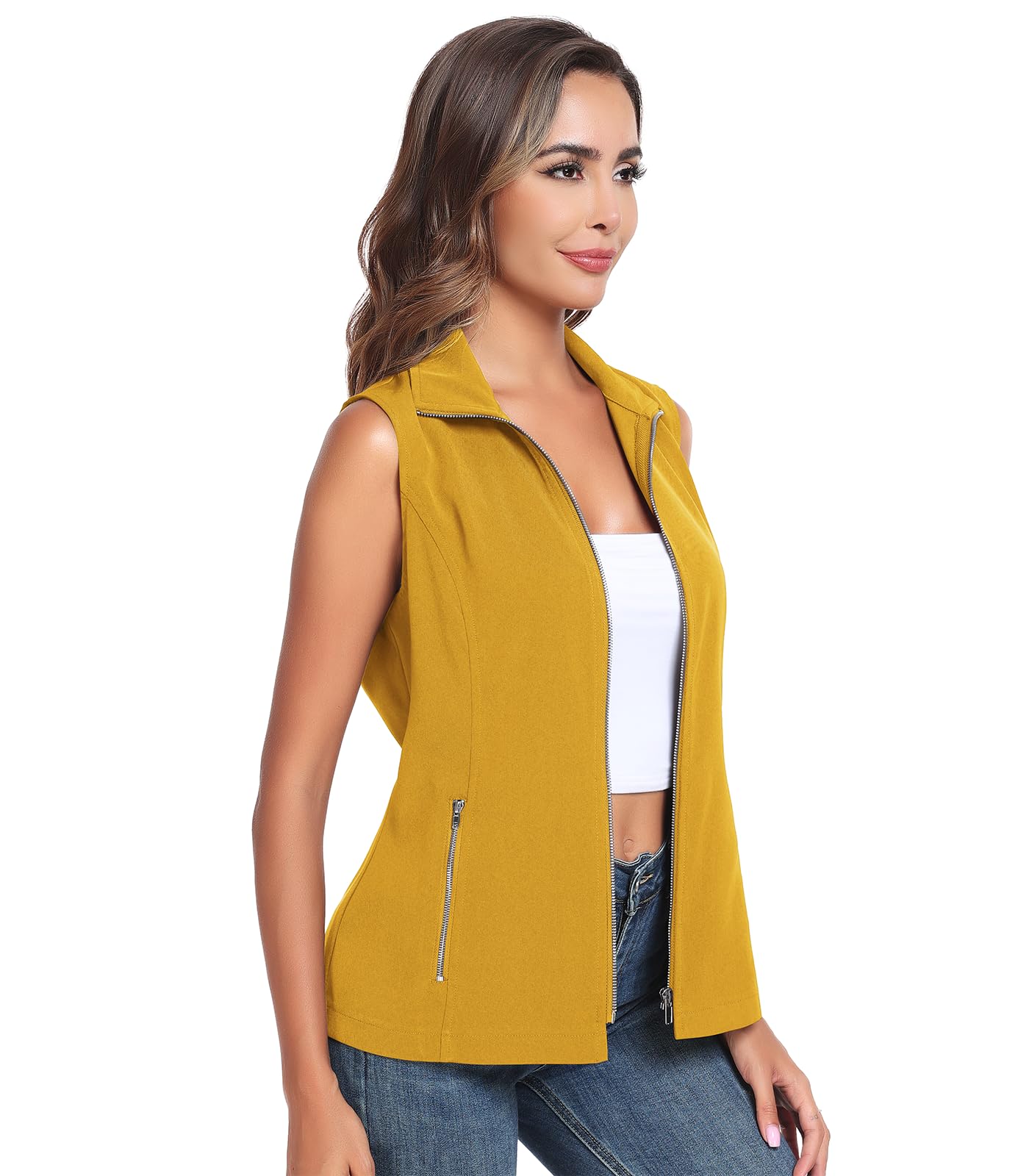 MISS MOLY Women's Lightweight Vest Casual Zip Up Utility Vest Hiking Golf Sleeveless Jackets with Pockets