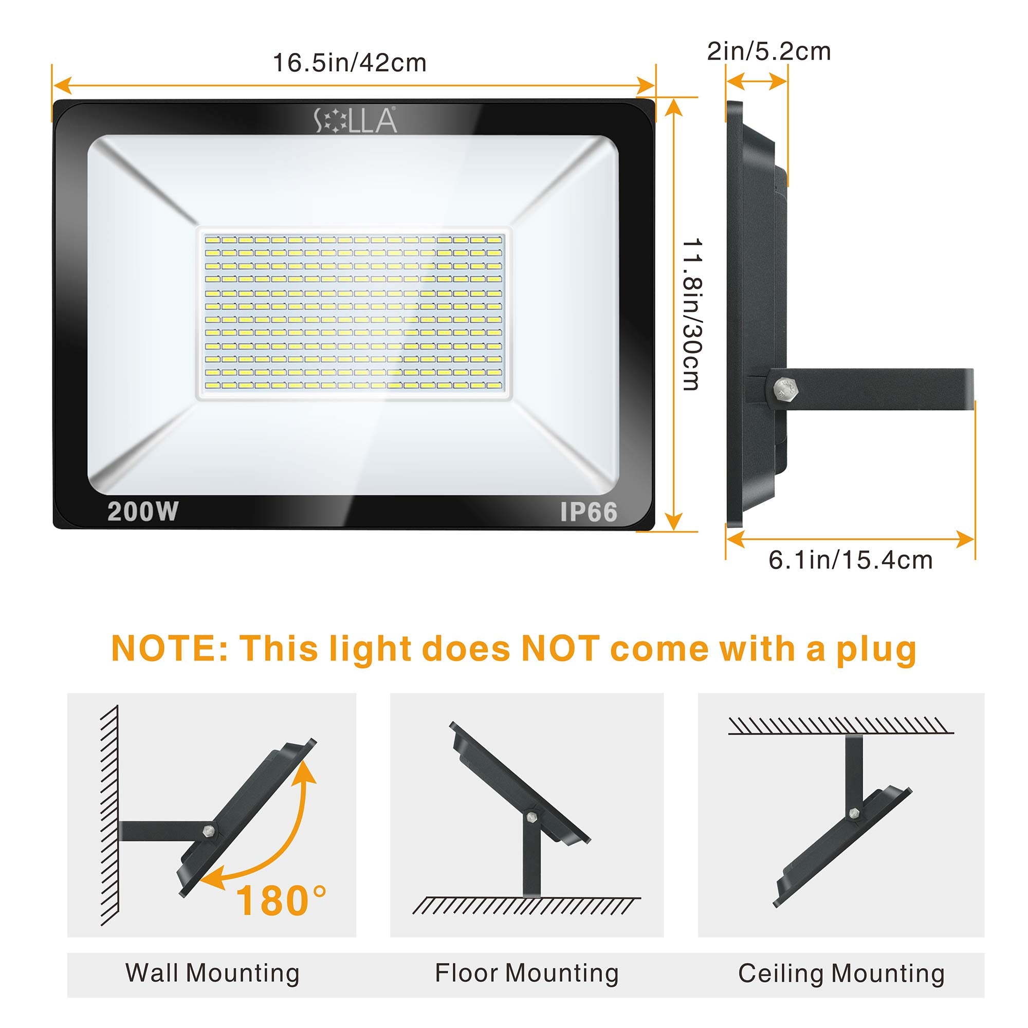 2 Pack 100W LED Flood Light Outdoor, 8000LM Super Bright Security Lights, 550W Equivalent, IP66 Waterproof, 3000K Warm White, Outside Floodlight for Garage, Garden, Lawn and Yard