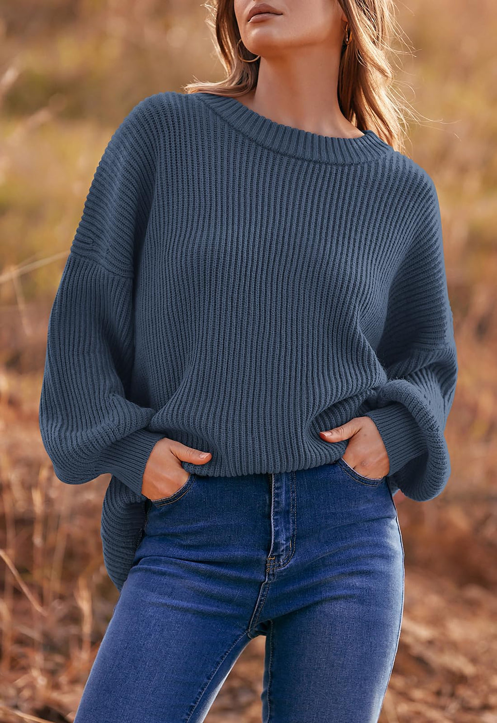 PRETTYGARDEN Womens Sweaters Spring 2026 Oversized Chunky Knitted Pullover Sweater Casual Long Sleeve Crewneck Cute Sweaters