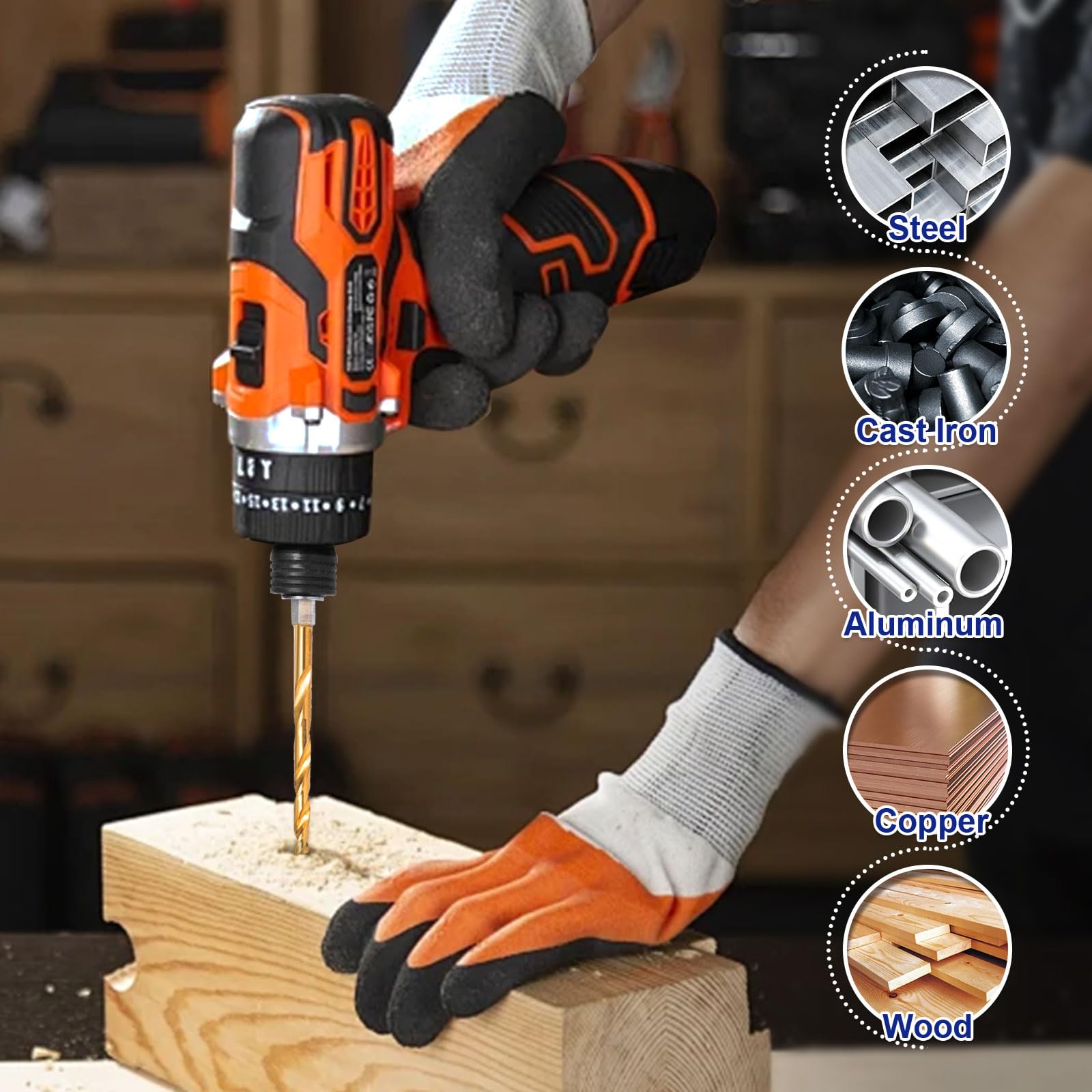 JEFE HEX 1/4-20 UNC Hex Shank Taps for Metal | MRO & Industrial Use | Quick-Change | Impact Driver (5pcs)