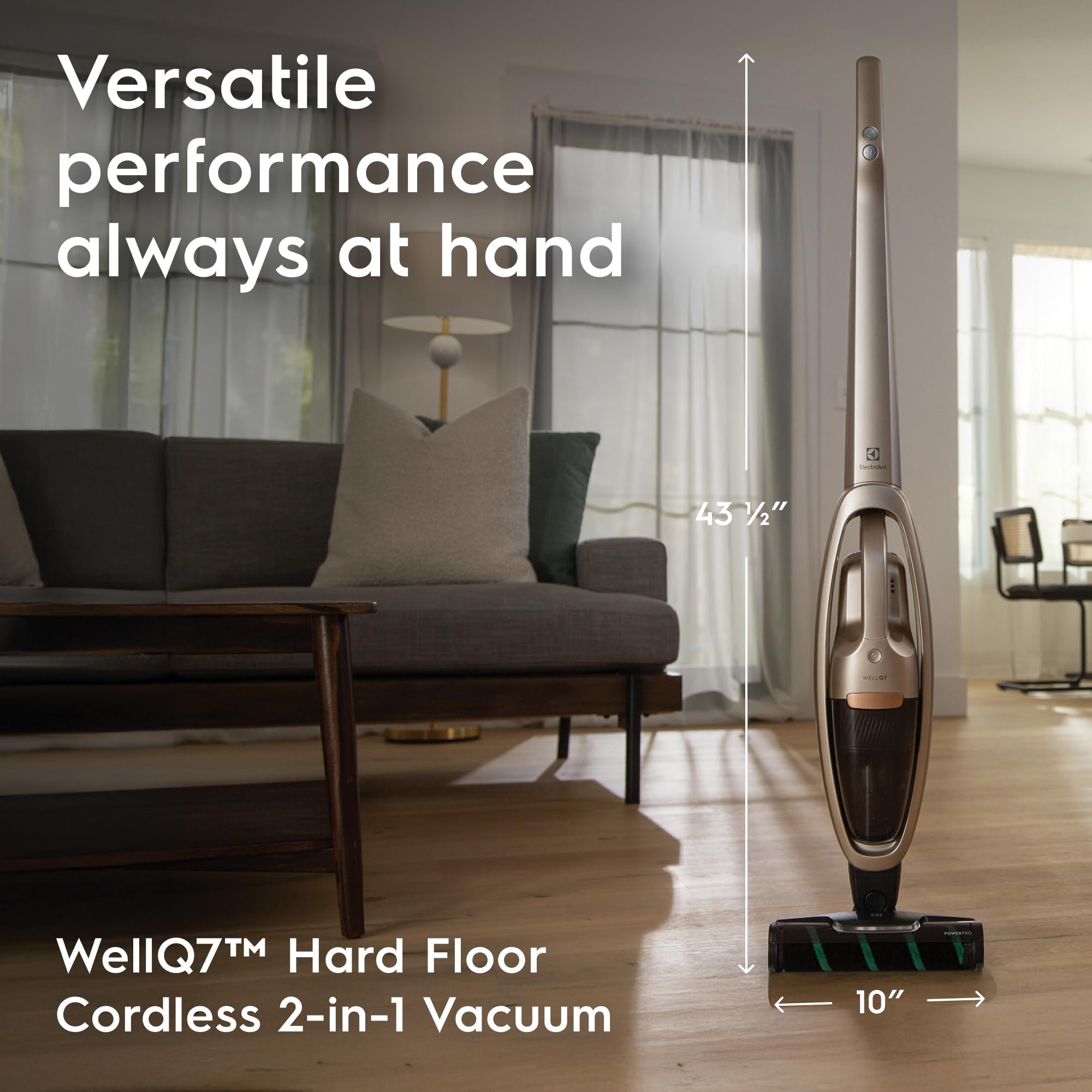 Electrolux WellQ7 Hard Floor Cordless 2-in-1 Vacuum with PowerPro Roller for Hard Surfaces, 50-Minute Run Time, 2 Power Modes, Soft Sand