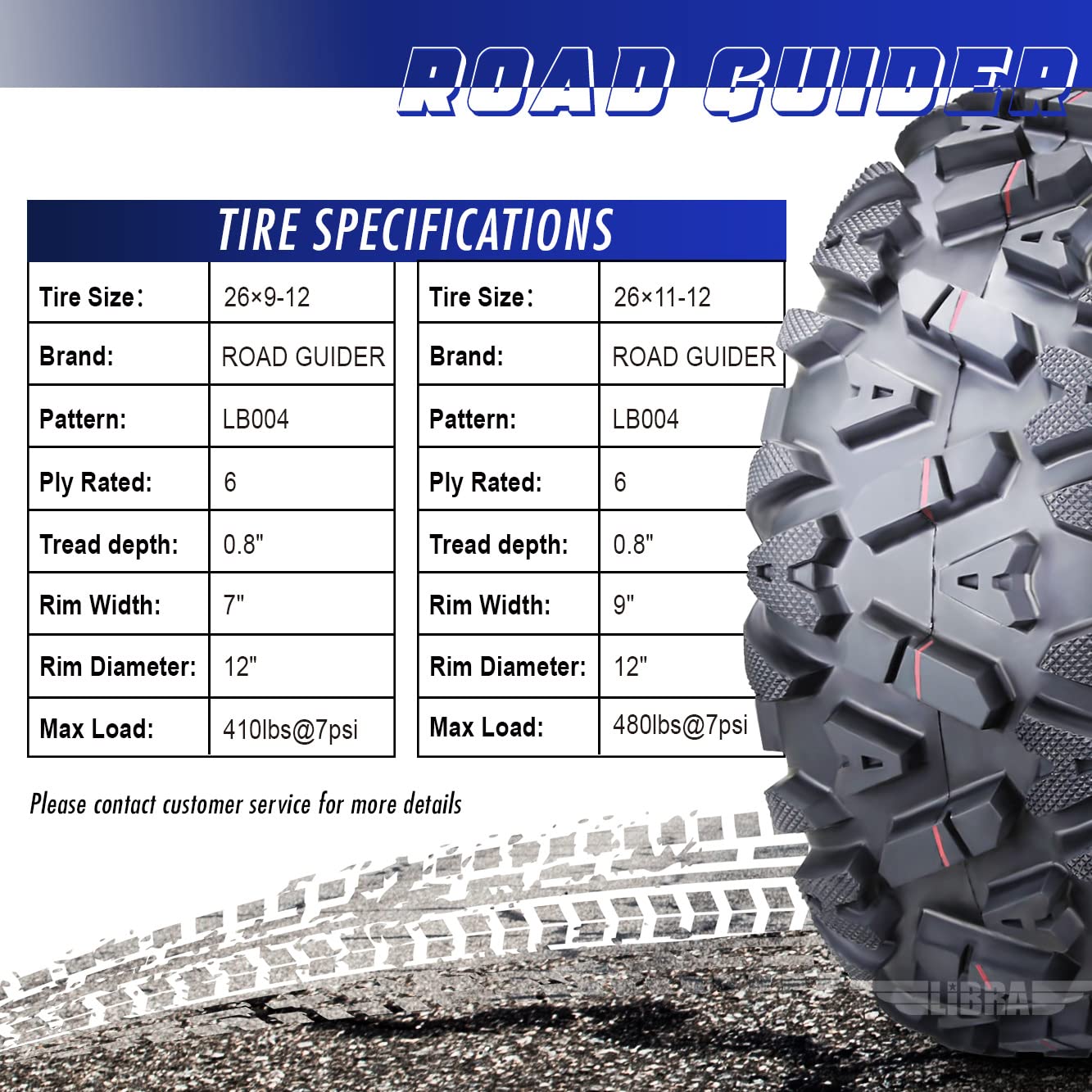 Roadguider ATV/UTV Tires 26x9-12 26x9x12 6PR 10277, Set 4 …