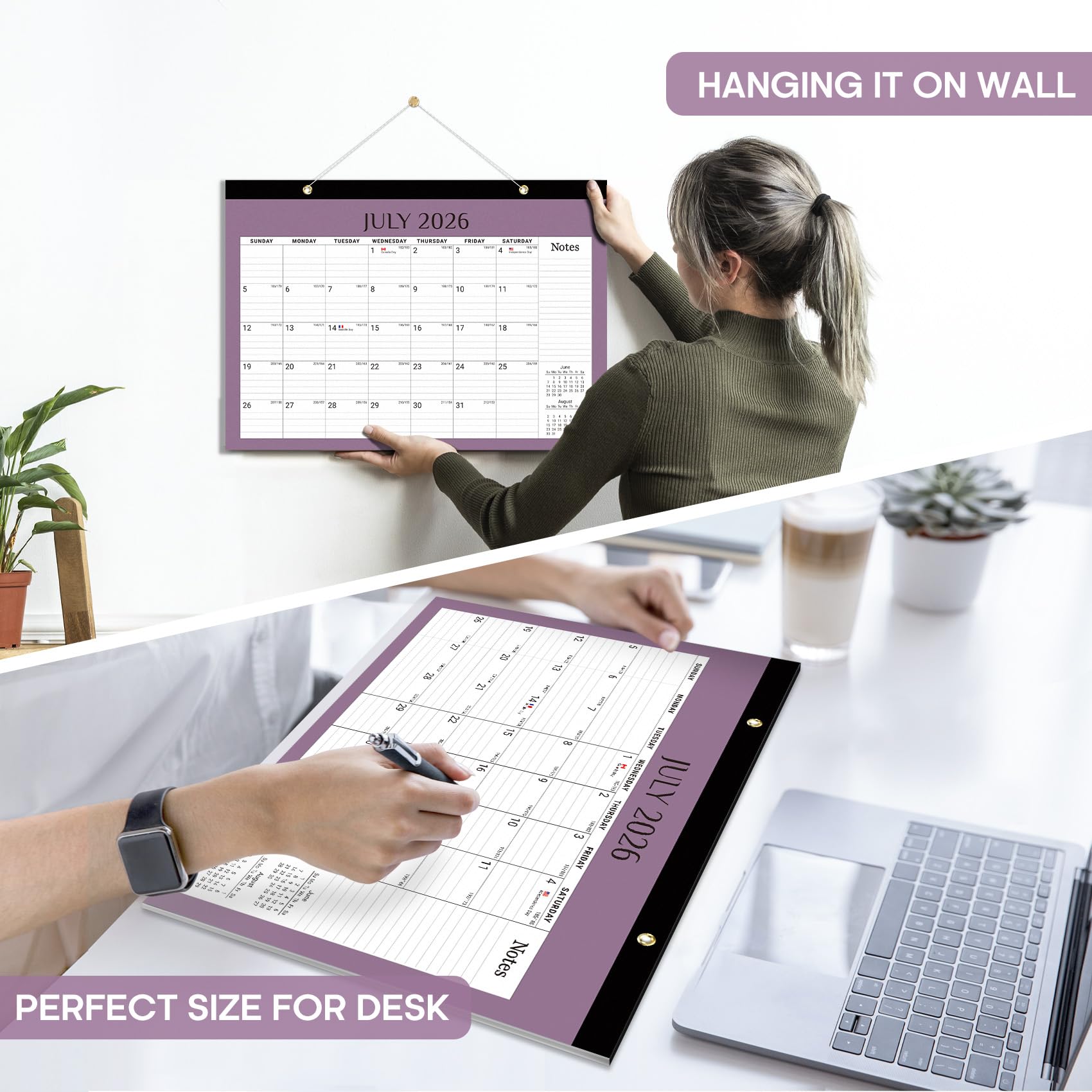 Desk Calendar 2026-2027, 21-Month Calendar Runs Until June 2027, Large 17" x 12" Monthly Desktop & Wall Calendar for Home & Office - Floral