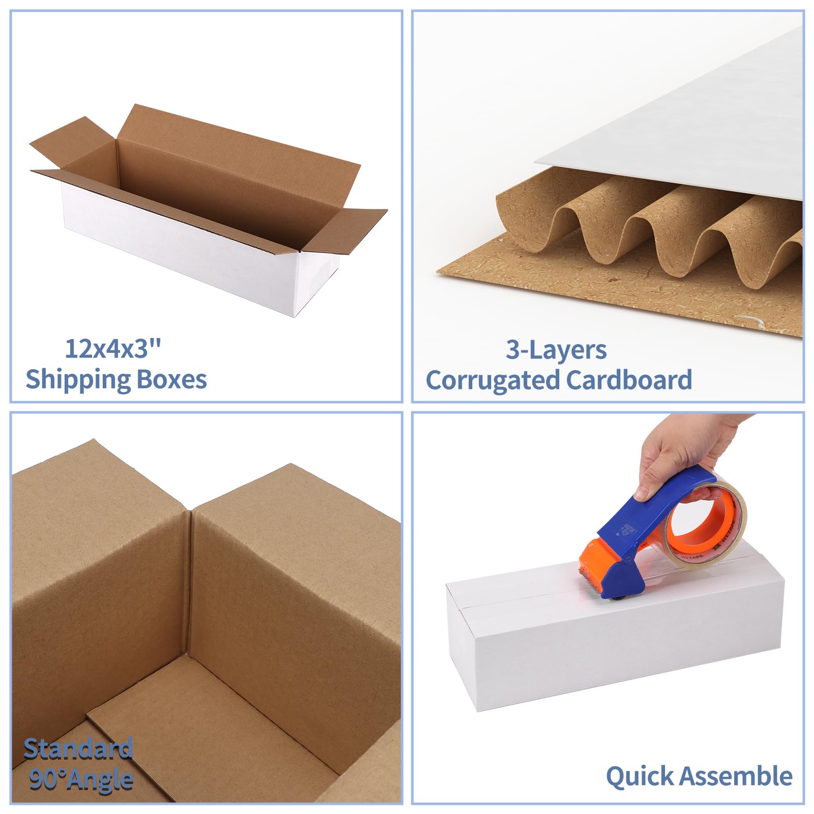 Hoikwo 40 Pack 4x4x2 Shipping Boxes for Small Business, Black Packaging Cardboard Boxes, Moving Mailing Packing Box