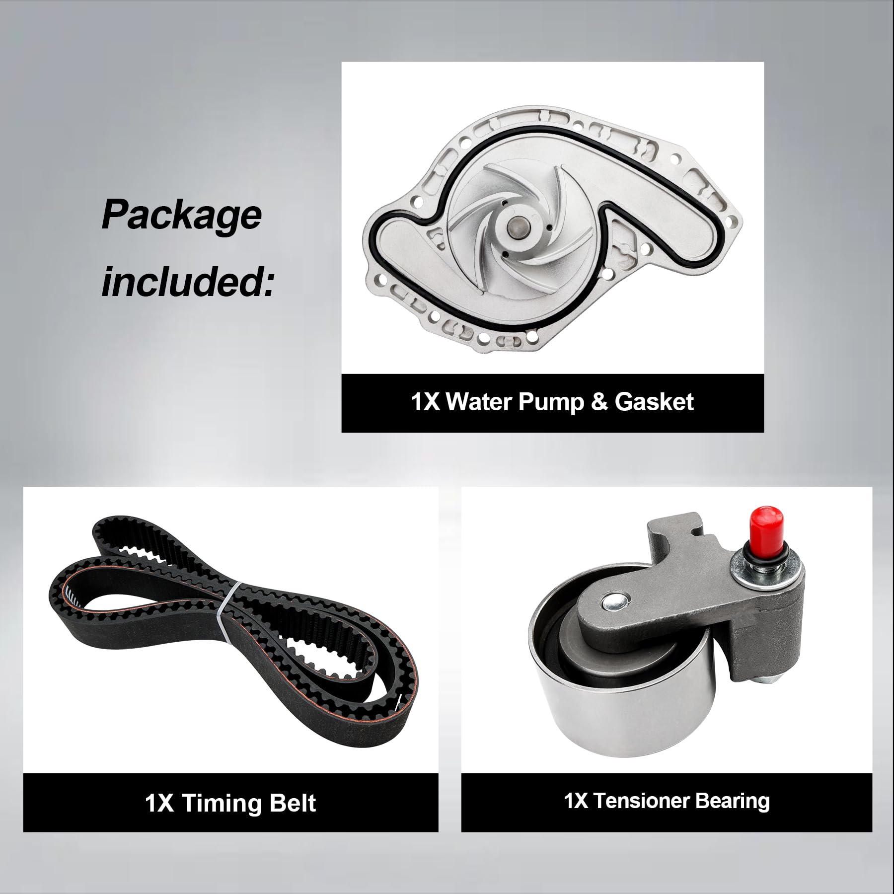 Engine Timing Belt Kit with Water Pump | Compatible With 1987-2001 Toyota Camry Celica RAV4 MR2 Solara 2.0L 2.2L 3SFE 5SFE L4 DOHC 16V | Replaces# TBK138, TCKWP199