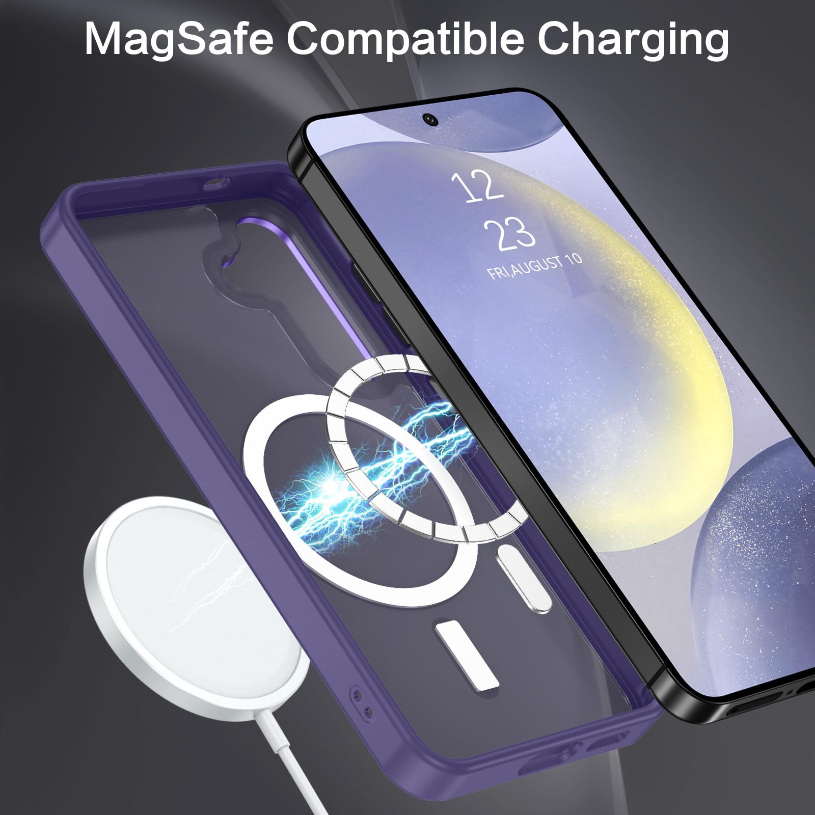 BENTOBEN Magnetic for Samsung Galaxy S24 Plus Case [Compatible with Magsafe] Translucent Matte Slim Thin Shockproof Anti-Yellow Women Men Protective Phone Cases Cover for Samsung S24 Plus 6.7", Black