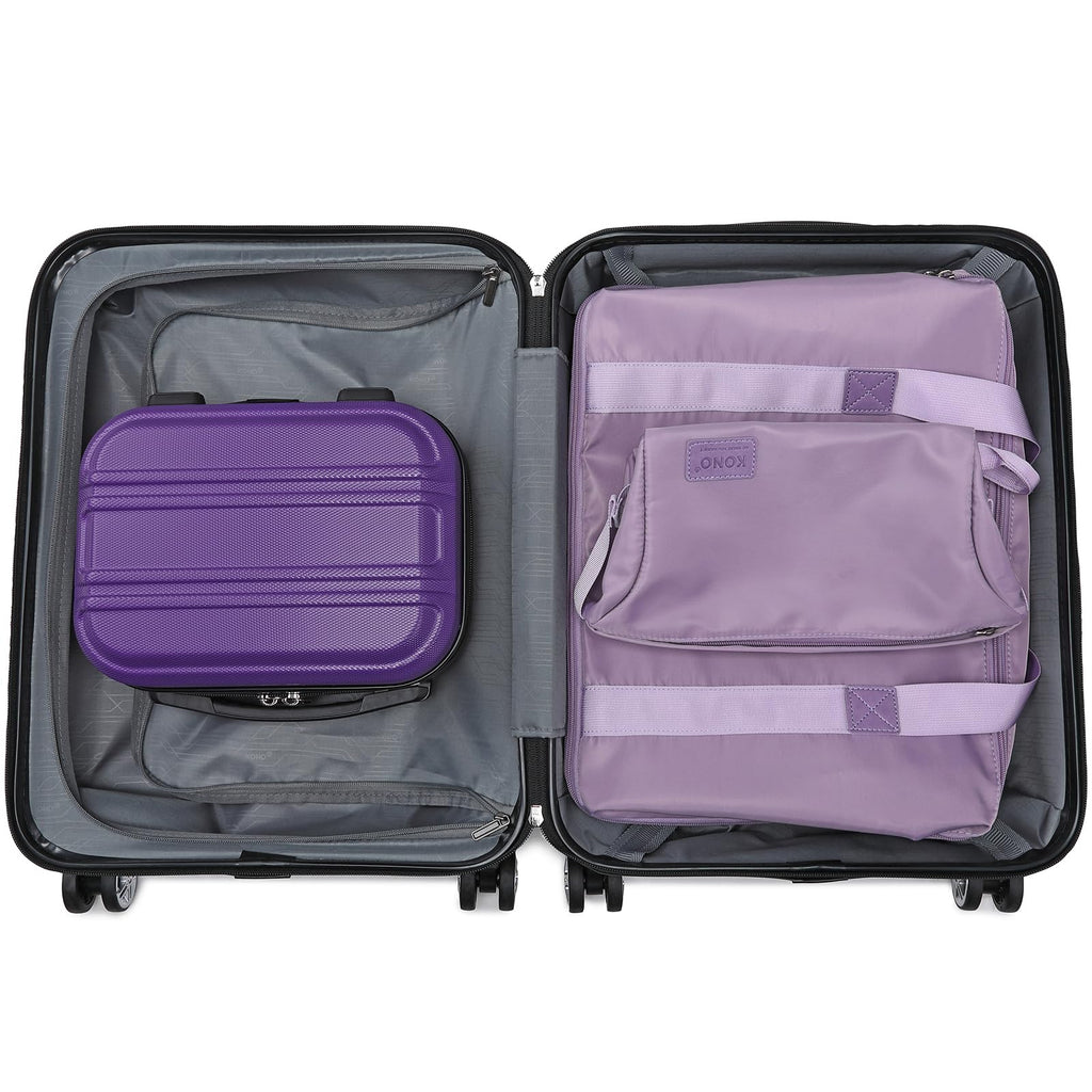 Kono Carry On Luggage Set Airline Approved Lightweight PC+ABS Carry On Suitcase with TSA Lock Spinner Wheels Durable Luggage Hardside Apricot Blue