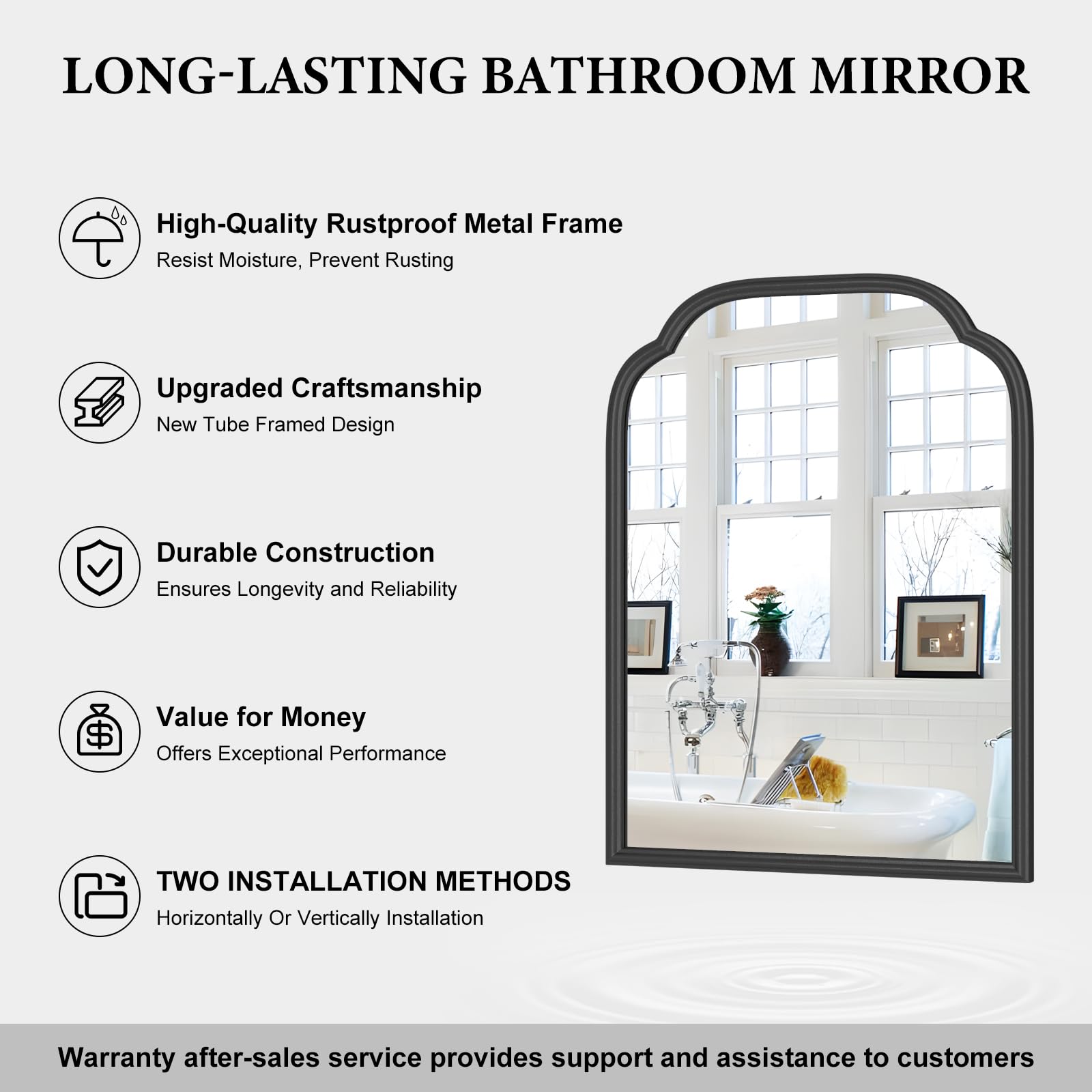 Ferytange 18X24 Inch Black Mirror for Wall with Metal Frame Rectangular Rounded Bathroom Vanity Mirror Anti-Rust, Hangs (Black 18" x 24")