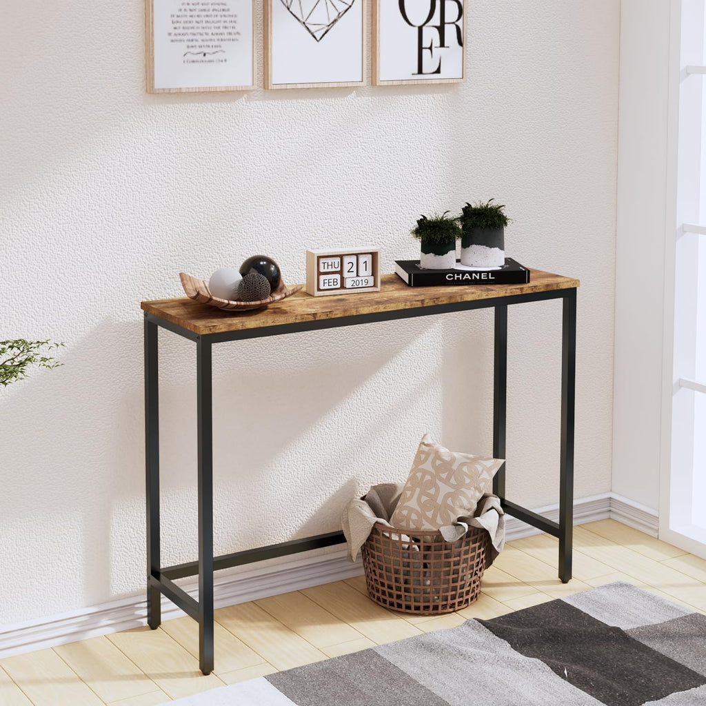 Timberer 39.4” Console Table, Hallway Entrance Table Sofa Table Behind Couch, for Living Room, Entryway, Easy Assembly, Accent Table, Black