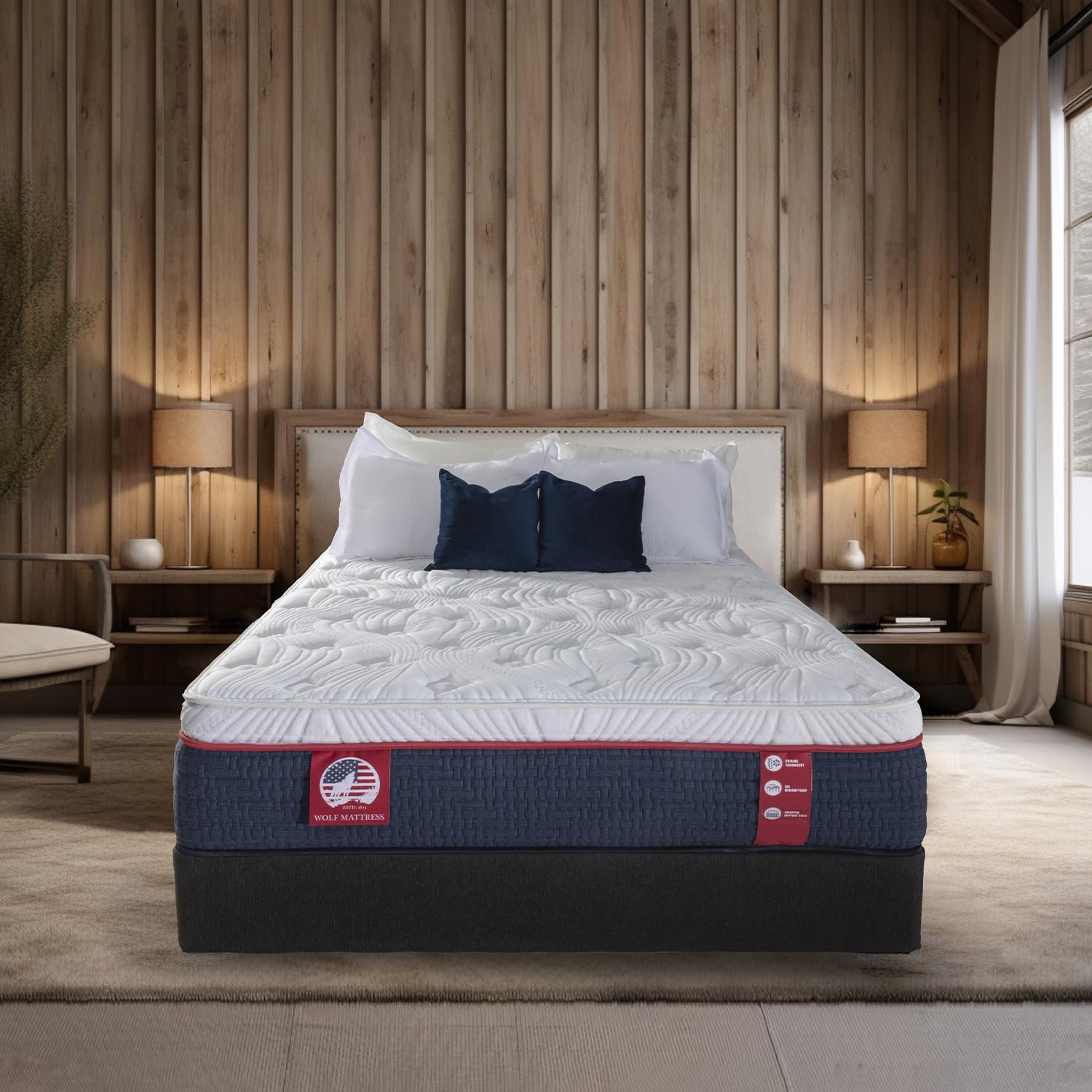 Wolf Twin Mattress - 12-Inch Essential Medium Memory Foam Hybrid Mattress with 7 Layers, Individually Wrapped Coil, Cooling Design, 101-Night Trial, Provides The Right Level of Comfort and Support