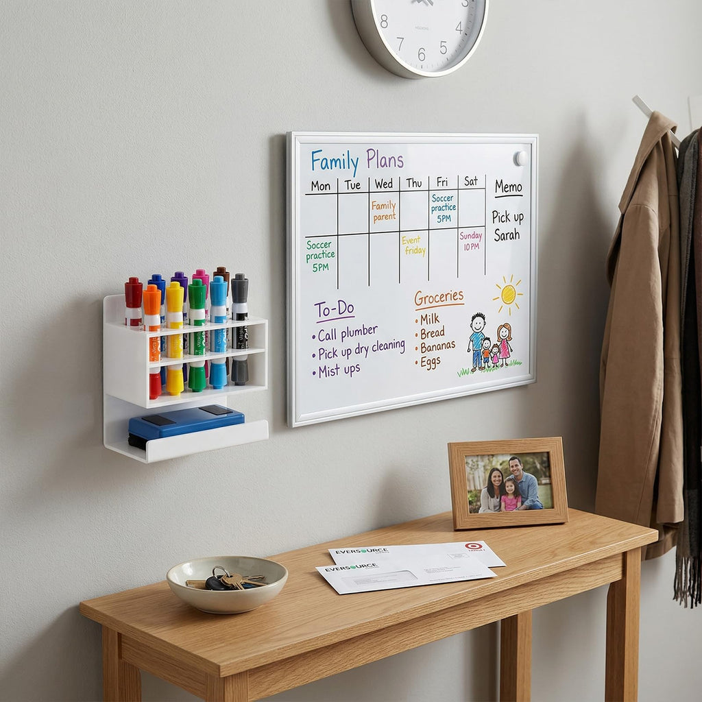 MyGift Dry Erase Marker Holder 10 Slots Whiteboard Marker Holder for Wall Dry Erase Eraser Holder Wall Mount Black