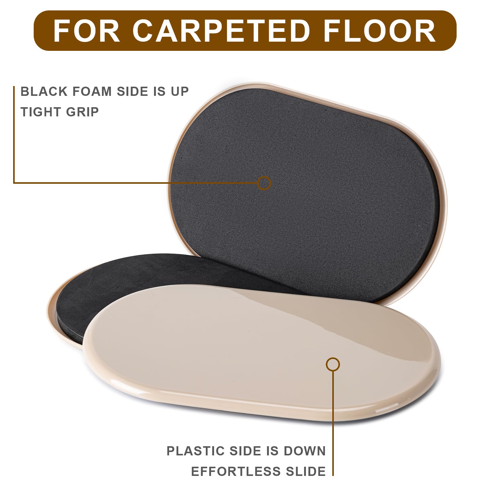 Furniture Sliders, Furniture Sliders Pads for Hardwood Floors, Chair Legs Floors Protectors, Reusable Round Glides Glider, Heavy Duty Furniture Movers Sliders (8 Pcs, 3 1/2inch，Coffee)