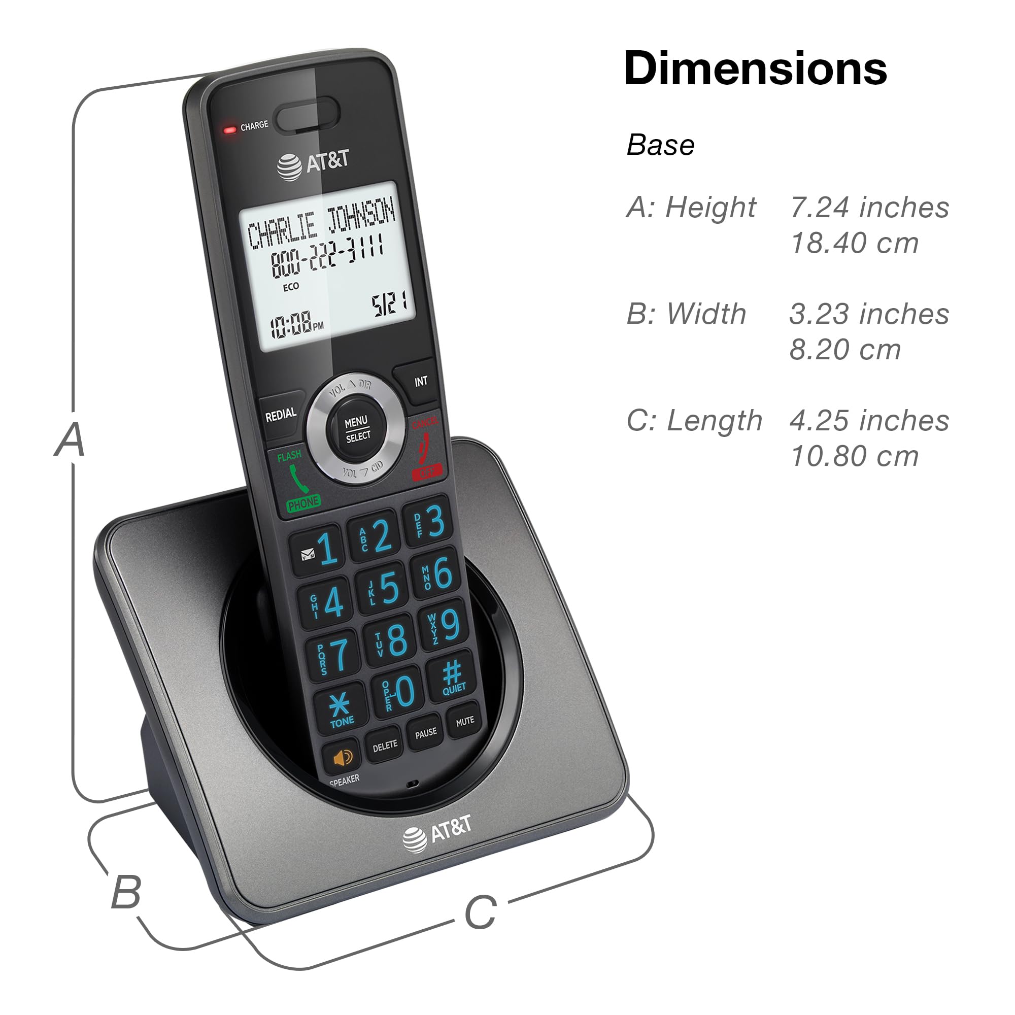 AT&T Landline Home Phone with Call Blocker, Caller ID/Call Waiting, Full-Duplex Handset Speakerphone, Backlit Keypad & Display, Rechargeable Battery, ECO Mode, DECT 6.0: GL2101-11