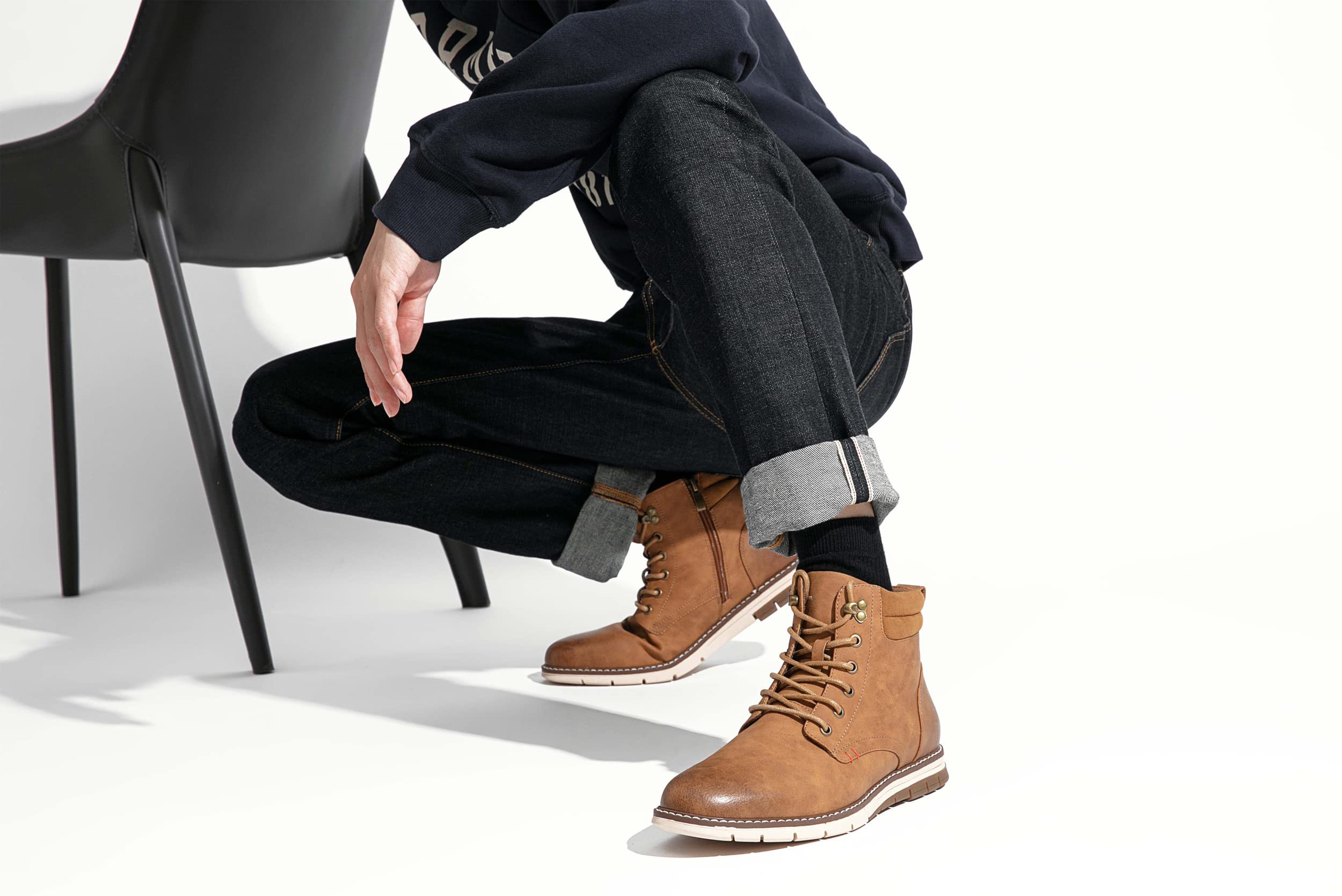 Vostey Boots for Men Casual Dress Shoes Fashion Waterproof Men's Motorcycle Boots