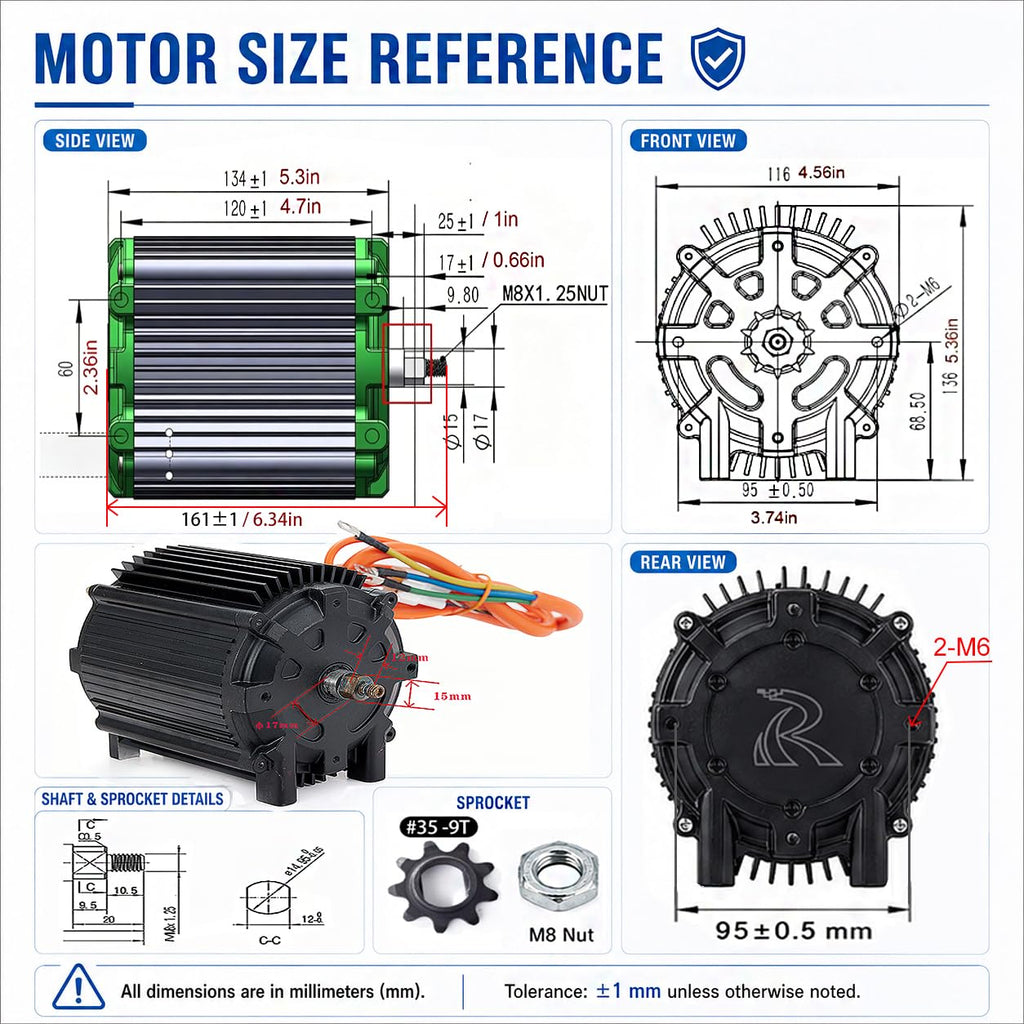 36V Motor Kit 1000W Electric Brushless DC Motor Kit 5.7N.M Go Kart Electric Motor 3100RPM Electric Dirt Bike Motor No Bracket BLDC Motor for Electric Scooter Ebike Controller Ebike Throttle with Key