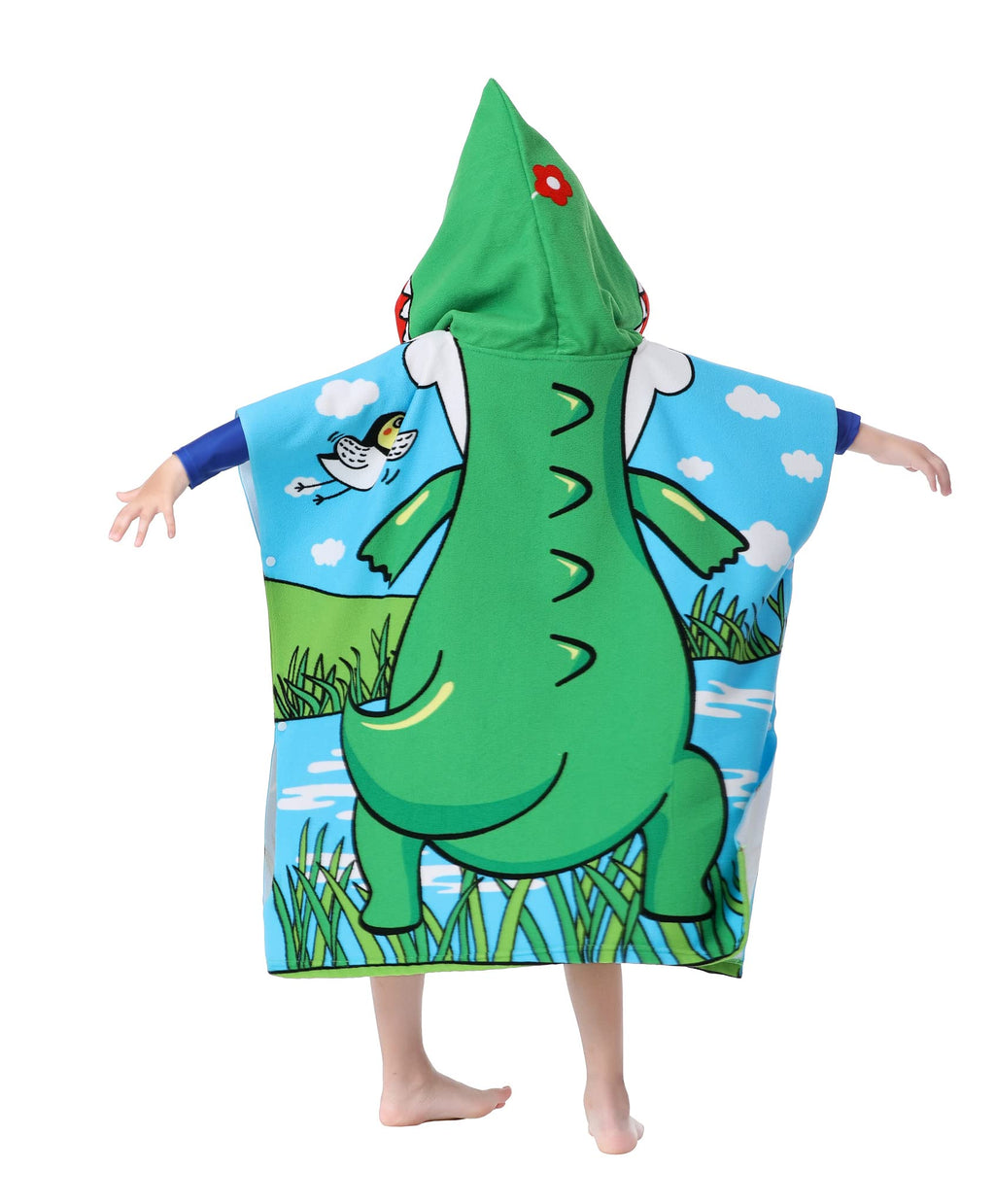 Soft Microfiber Swim Cover-ups for 3 to 10 Years Old Kids Hooded Bath Beach Poncho Towels (Alligator, Fits 3-10 Years)