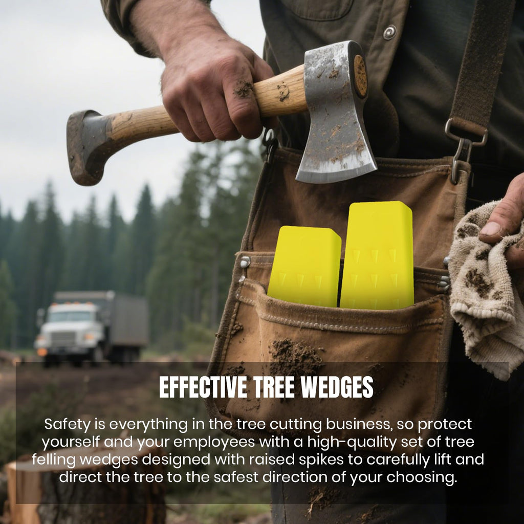 AR-PRO 6 Pack Tree Felling Wedges with Spikes for Safe Tree Cutting – 5.5” Wedges with Storage Bag; 6 Felling Dogs to Guide Trees Stabilize and Safely to Ground for Loggers and Fallers
