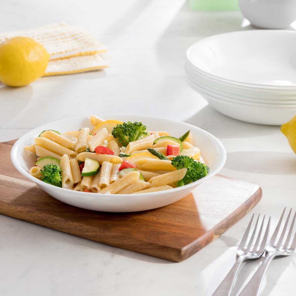 Corelle 3125 Vitrelle Glass Winter Frost Cereal Bowl, White, 18 oz, Pack of 6