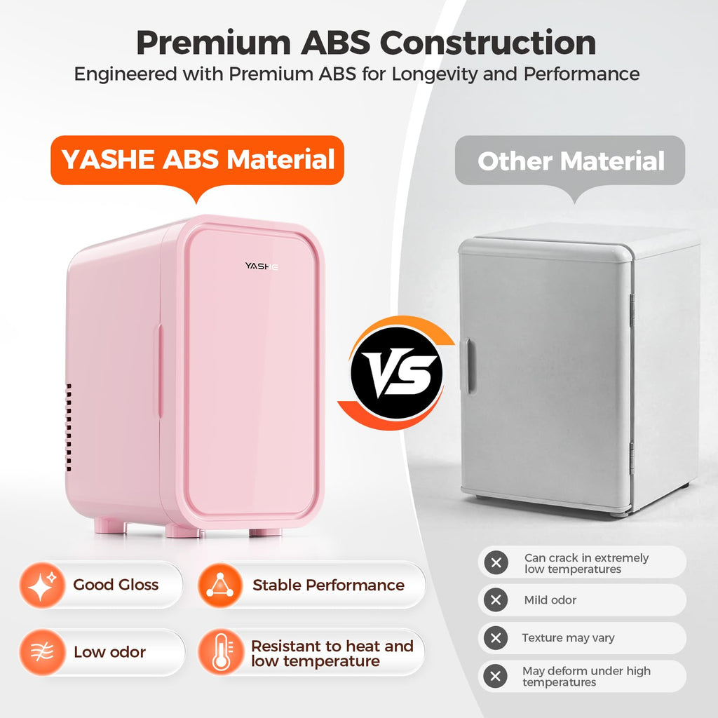 YASHE Mini Fridge, 4 Liter/6 Can Mini Makeup Fridge, 110V AC/ 12V DC Portable Thermoelectric Cooler&Warmer for Skincare, Drink, Cosmetic, Medicine, Small fridge for Bedroom, Office, Dorm, Car, Black