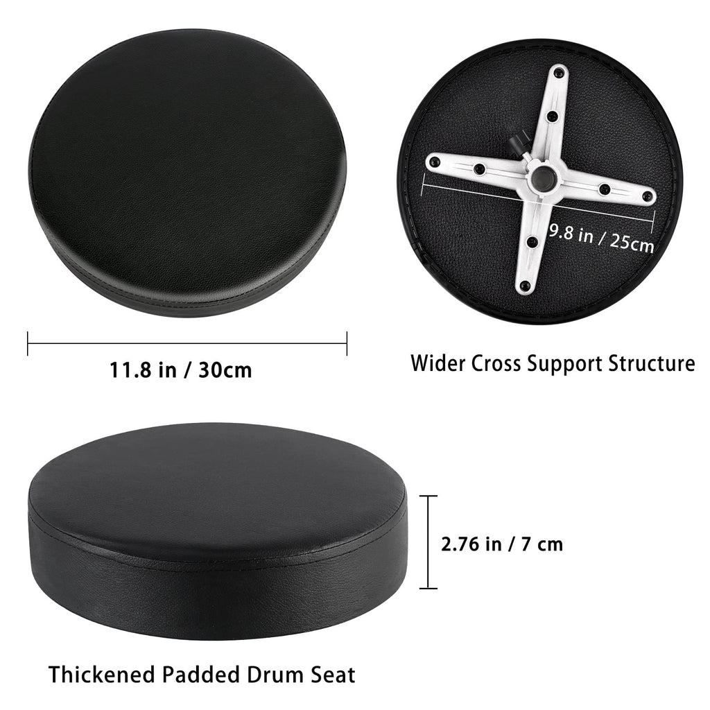 EASTROCK Drum Throne,Padded Drum Seat Drumming Stools with Anti-Slip Feet for Adults and Kids Drummers (Black)