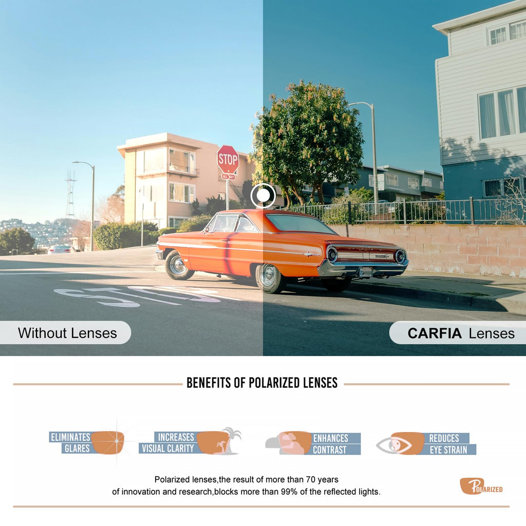 CARFIA Retro Polarized Sunglasses for Men UV Protection Hand-crafted Acetate Frame Fashion Cool Sun Glasses CA53572