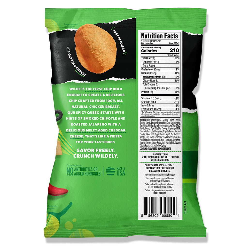 WILDE Protein Chips Barbeque, Thin and Crispy High Protein Snacks, Keto Friendly, Low Carb Chips, Real Ingredients, 1.34oz (Pack of 8)