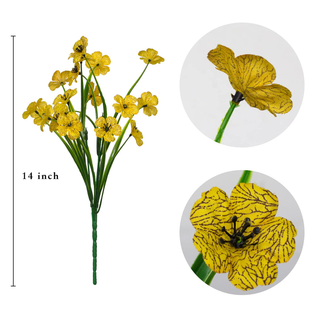 LikSoor 21 Bundles Artificial Outdoor UV Resistant Flowers No Fade Fake Outside Flowers Plastic Greenery Faux Shrubs Garden Porch Window Box Home Decoration(Blue)