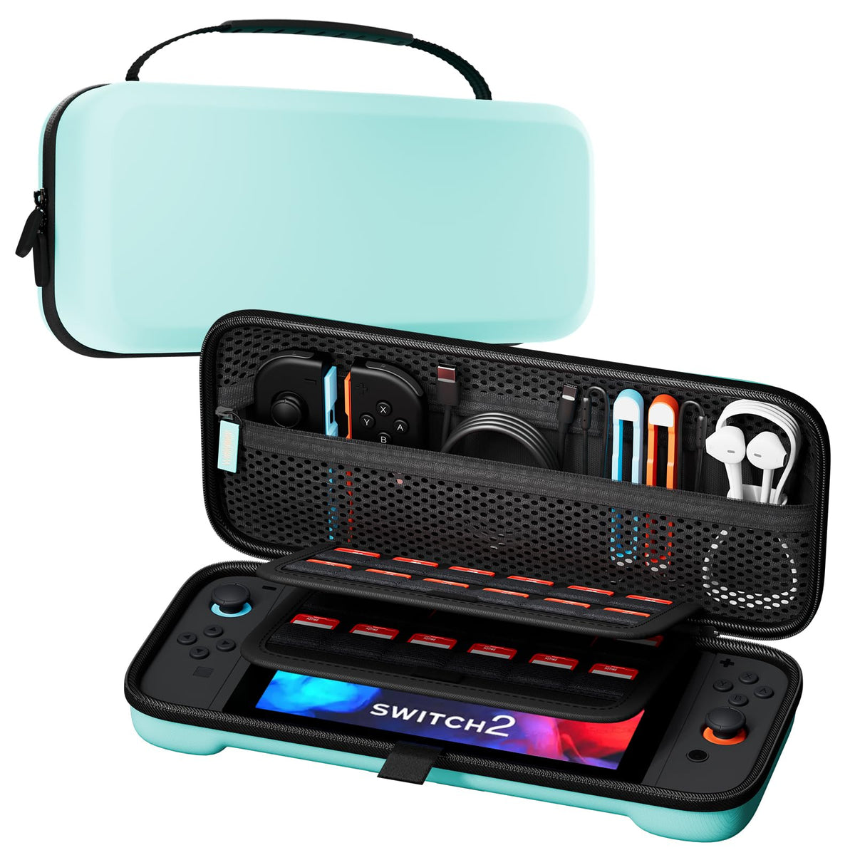 ProCase Carrying Case for Nintendo Switch 2 (2025) with 24 Game Card Slots, Hard Portable Travel Case Storage Bag Protective Pouch for 2025 Nintendo Switch 2 Console AC Adapter & Accessories -Black,L