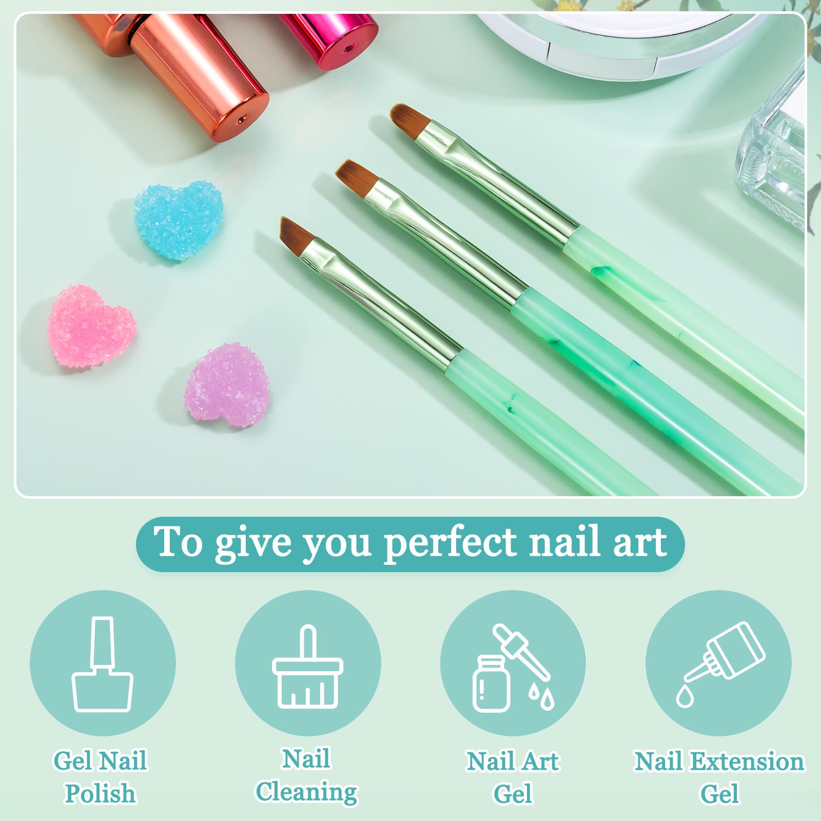 Nail Art Clean Up Brushes,Nail Brushes for Cleaning Polish Mistakes on the Cuticles, Acetone Resistant Nail Brush, Fingernail Cleaning Brushes for Nail Art and Designs (2 Pcs Round&Angled)